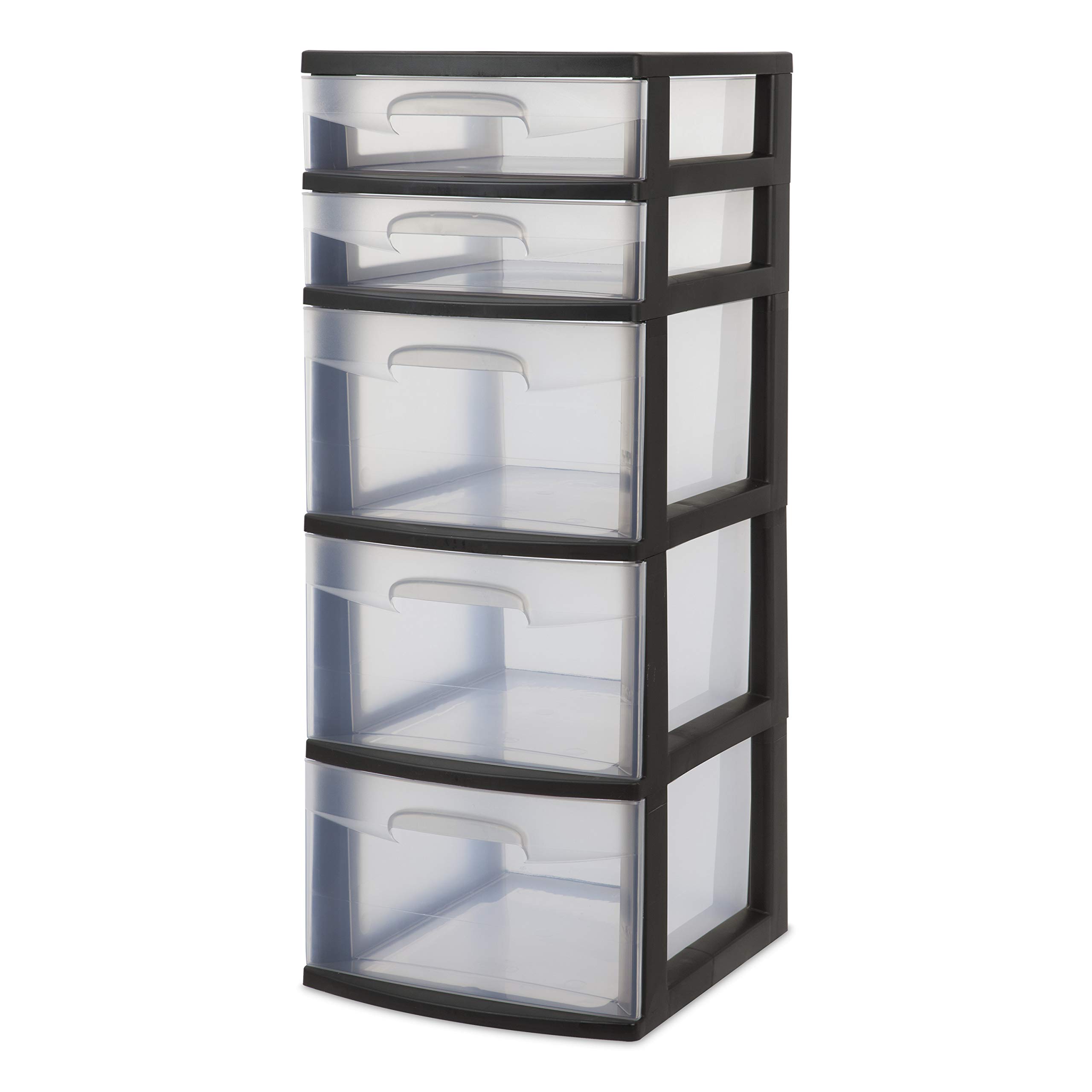 sterilite-5-drawer-tower-black-2-pack-tall-storage-unit-with-clear-drawers image 3