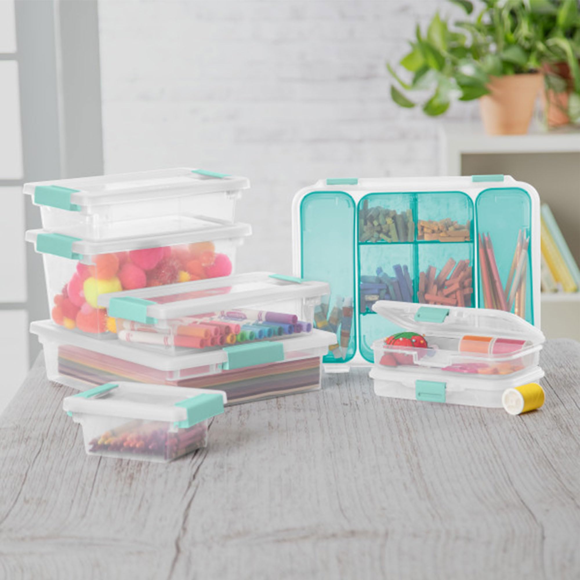 sterilite-30-pack-clip-box-stackable-clear-plastic-storage-bins-with-latching-li image 4