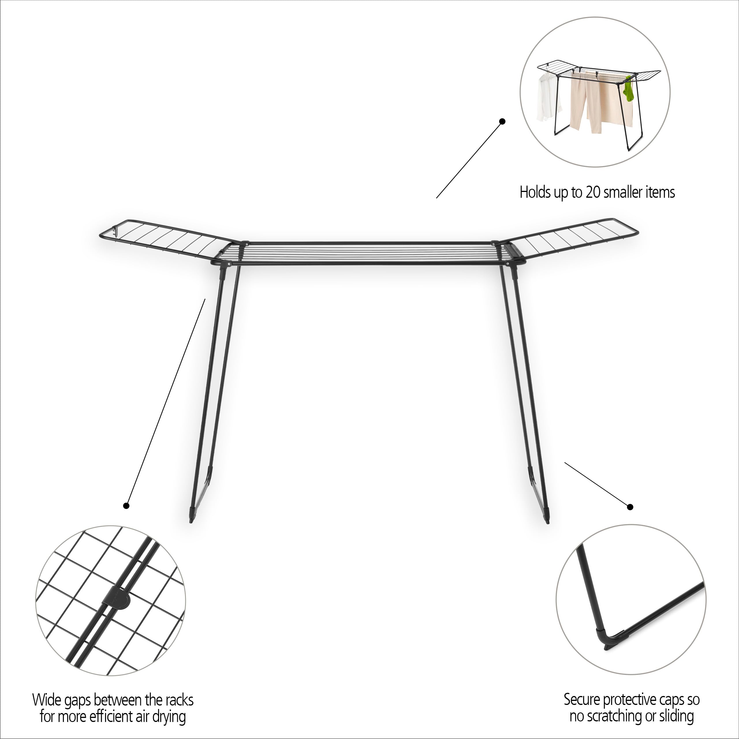 brabantia-hangon-clothes-drying-rack-72ft-22m-drying-space-white-large-foldable- image 3