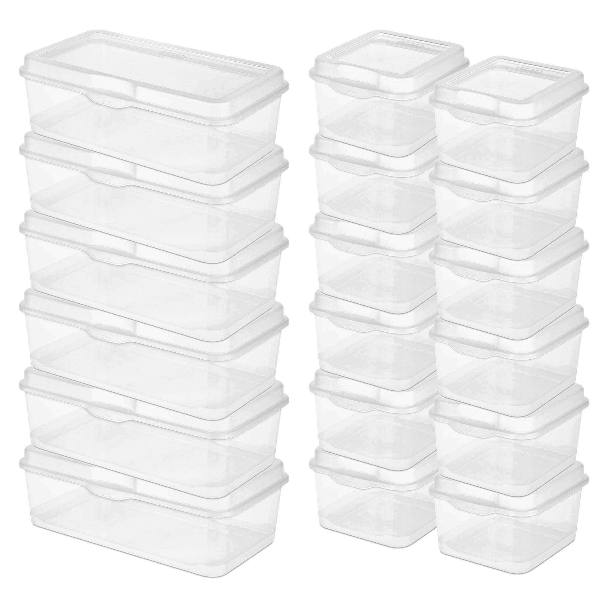 sterilite-6-pack-rectangular-large-12-pack-square-small-fliptop-clear-plastic-st image 1