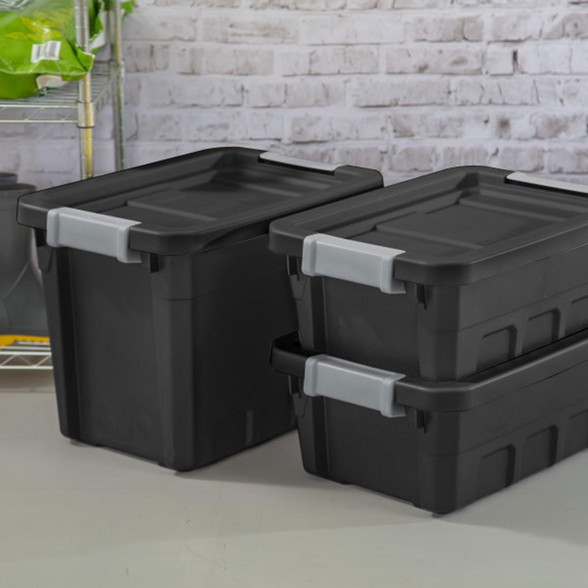 sterilite-12-pack-plastic-storage-bins-with-lids-7-5-gallon-black image 6