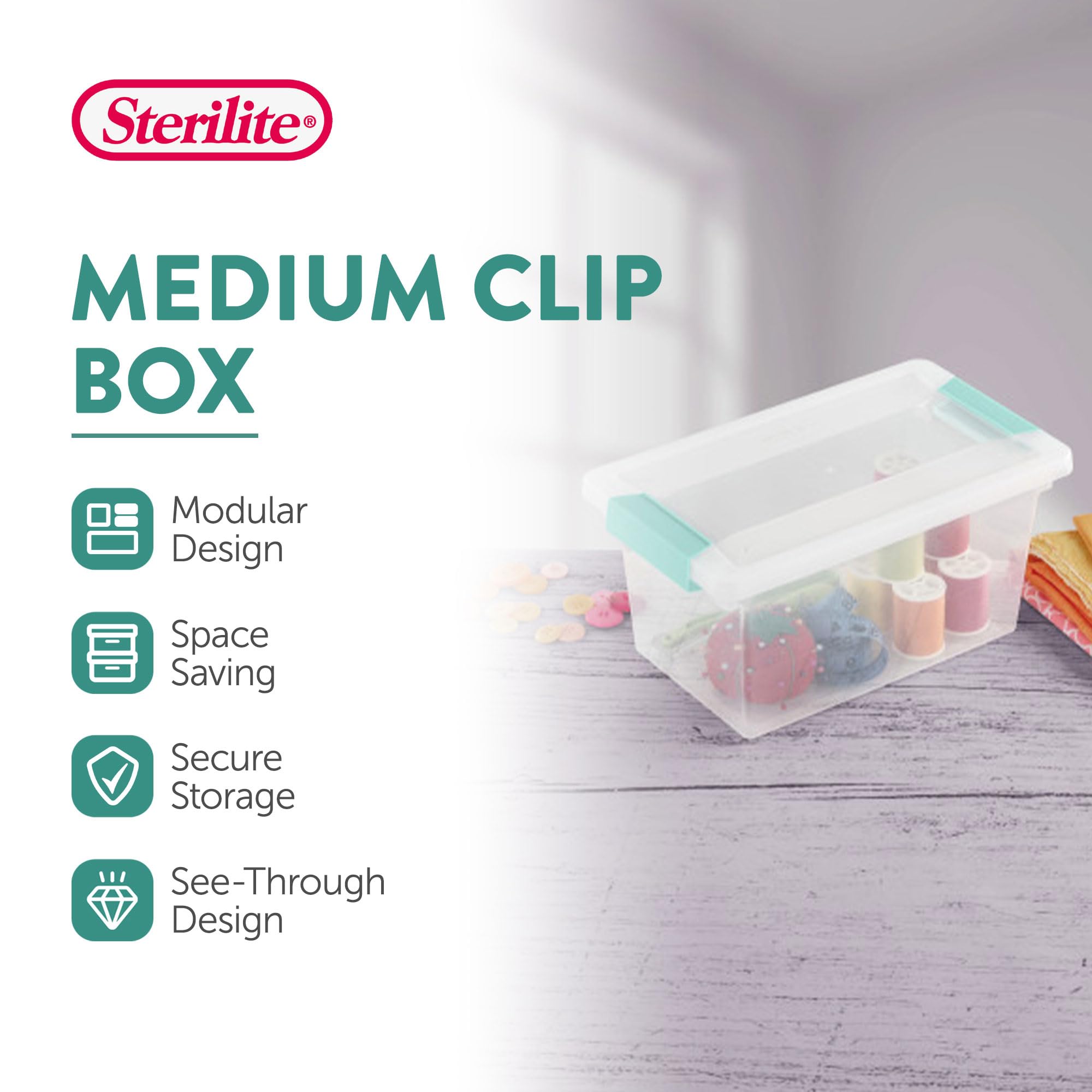 sterilite-8-pack-clip-box-stackable-clear-plastic-storage-bins-with-latching-lid image 2