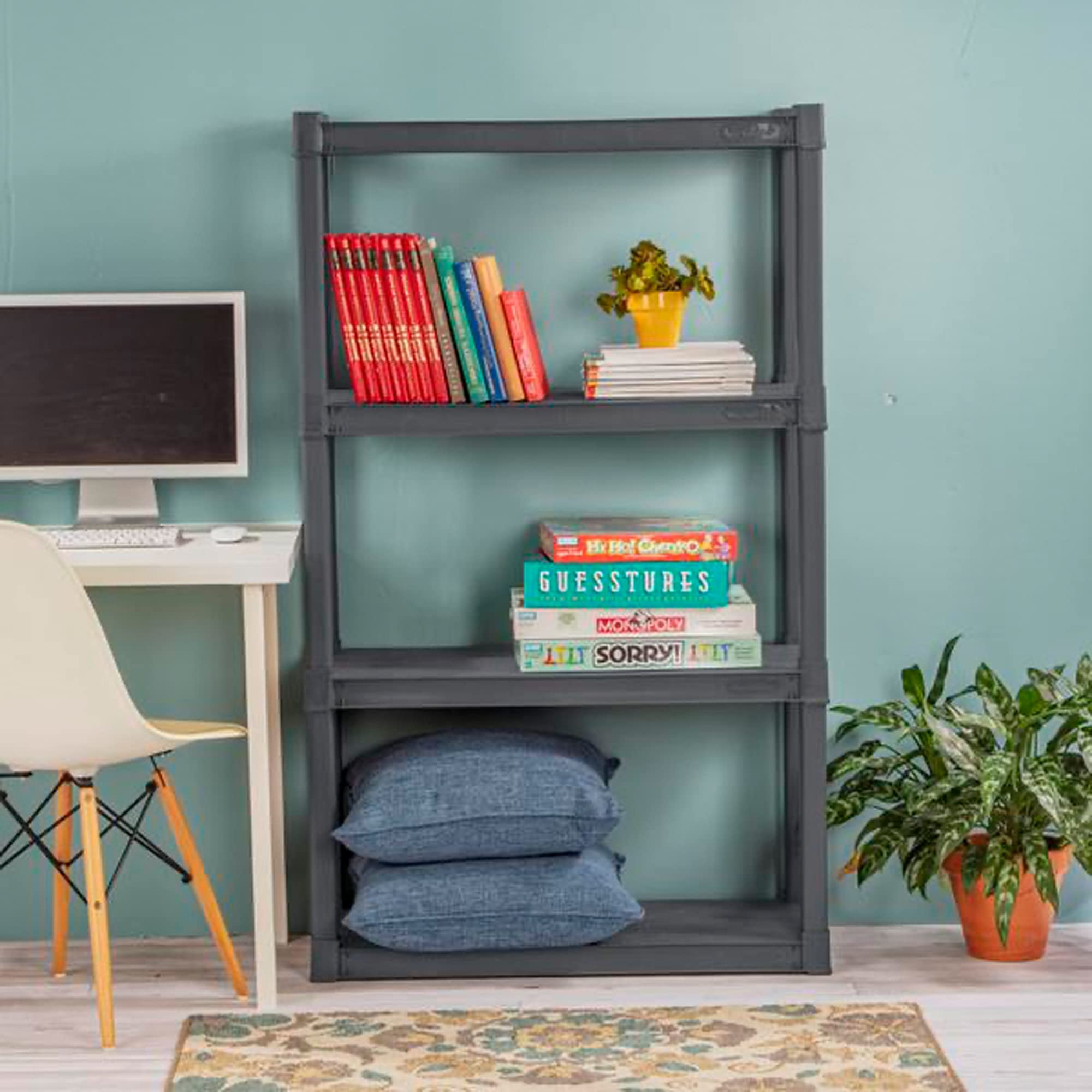 sterilite-2-pack-heavy-duty-plastic-storage-shelves-4-shelf-shelving-unit-gray-g image 8
