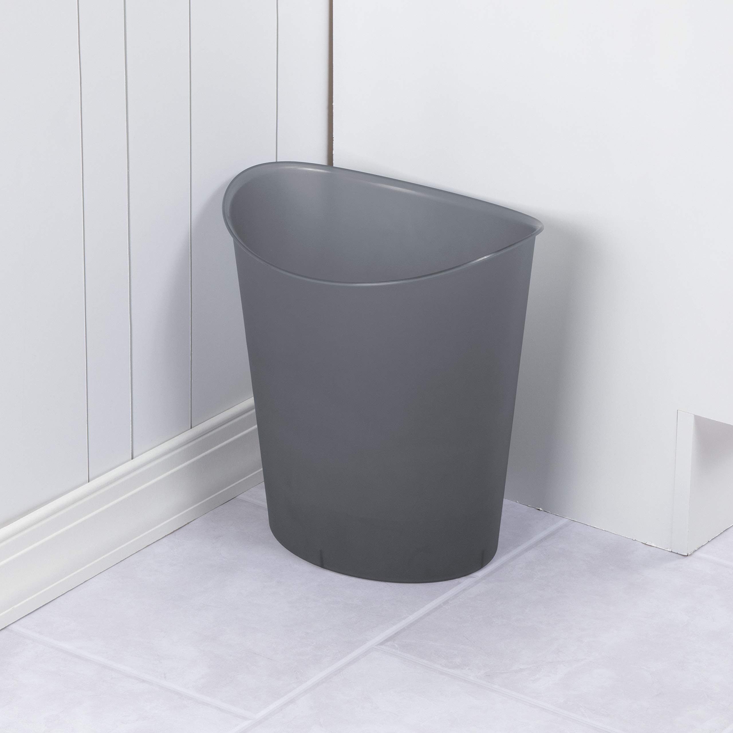 sterilite-3-gallon-oval-wastebasket-with-lid-small-plastic-trash-can-for-bathroo image 1