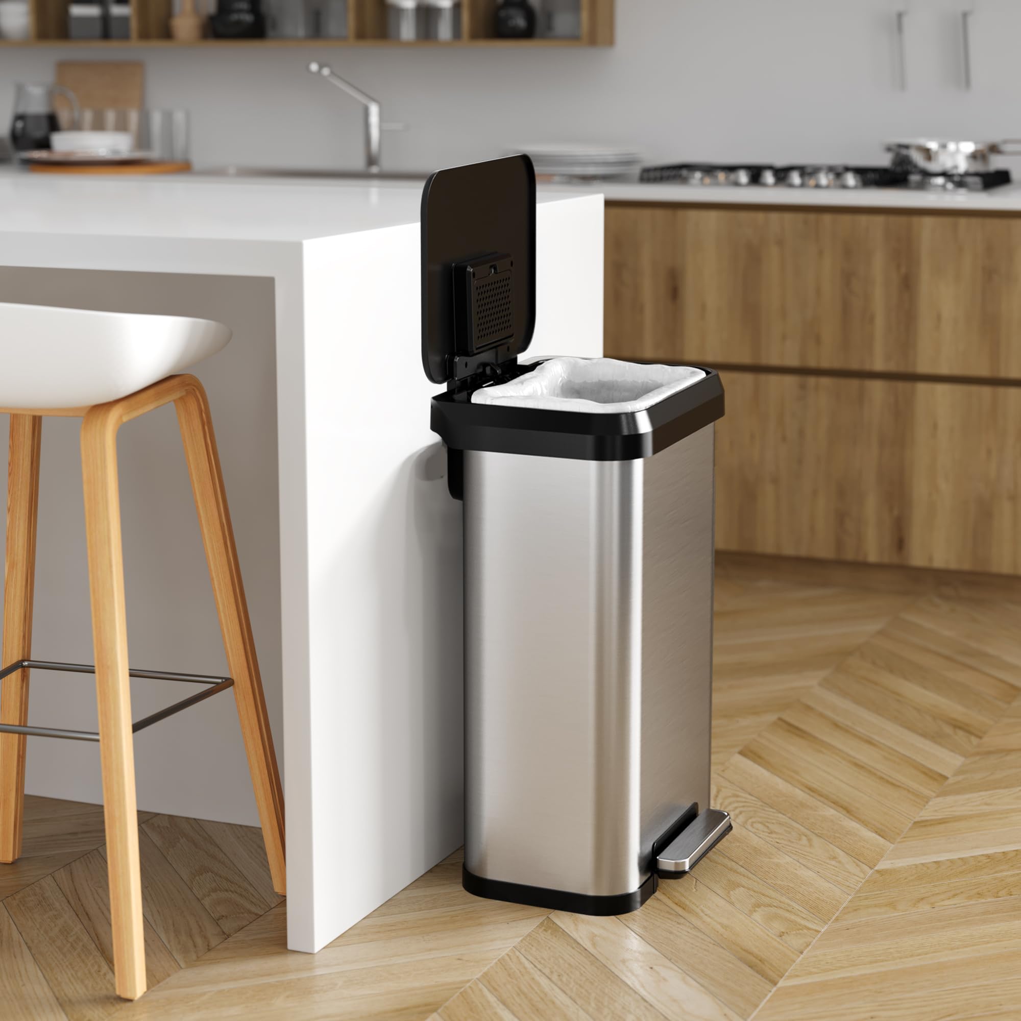 itouchless-softstep-13-2-gal-recycling-bin-with-stainless-steel-pedal-and-odor-f image 2