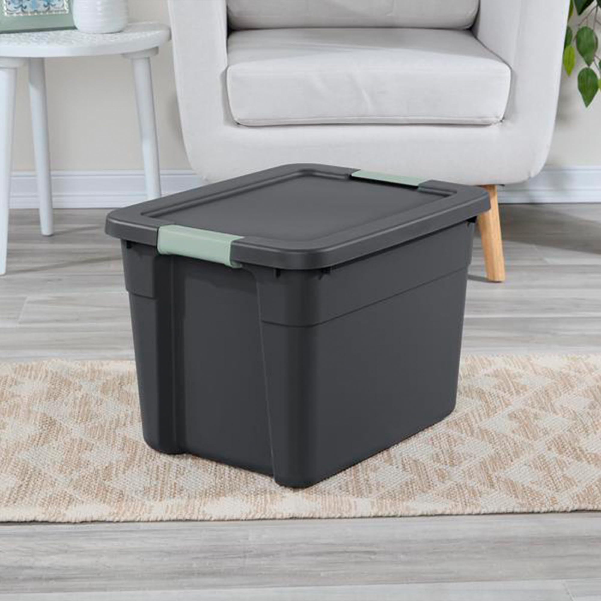 sterilite-6-pack-12-gallon-latch-tote-storage-bins-gray-green-stackable-with-lid image 5