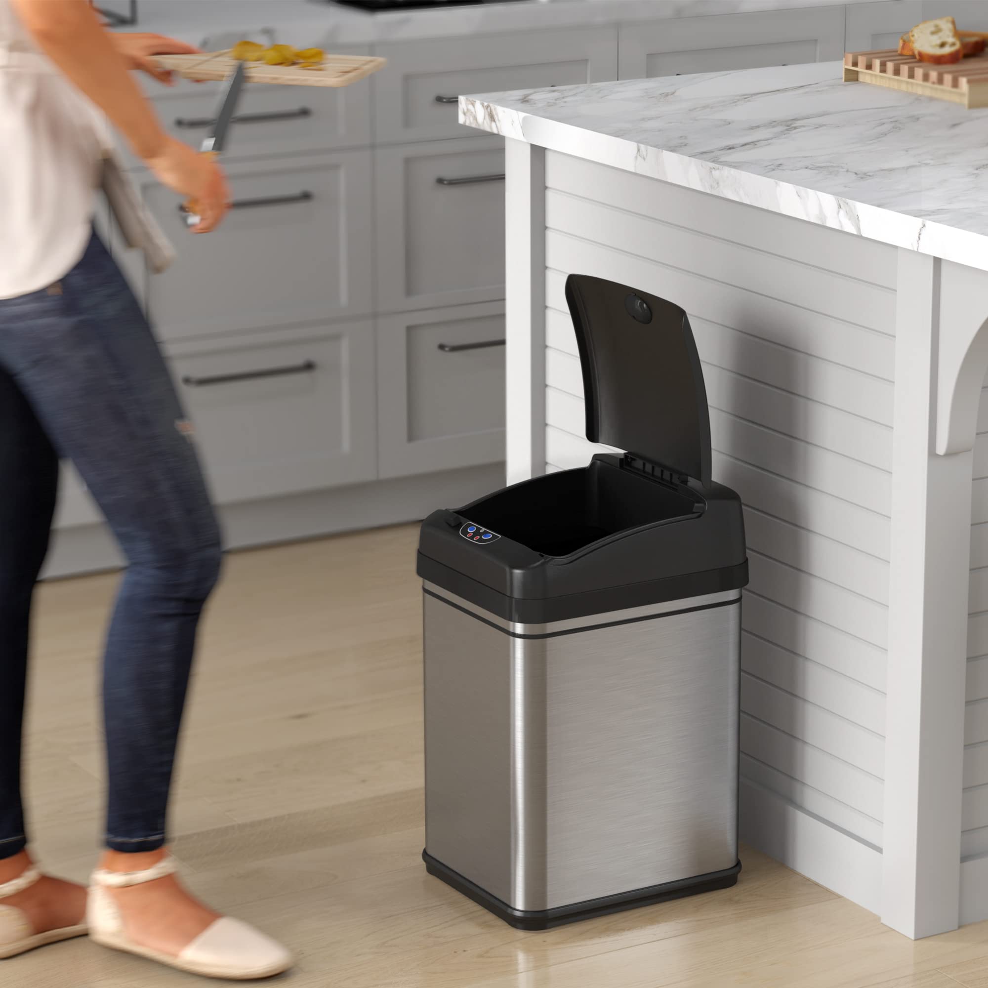 itouchless-8-gallon-dog-proof-sensor-trash-can-stainless-steel-lid-lock-odor-fil image 5
