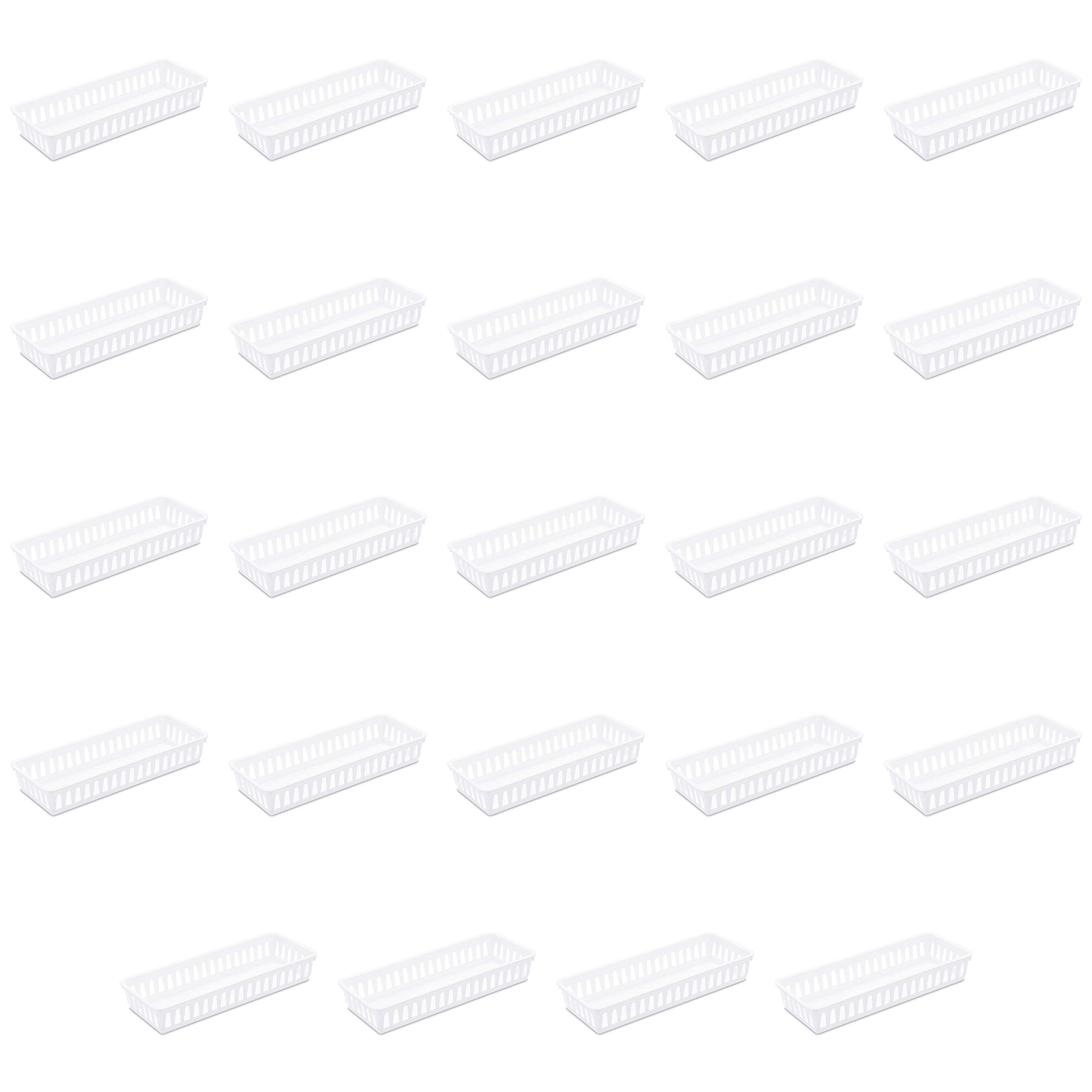 sterilite-slim-storage-tray-24-pack-white-tight-weave-organizer-for-drawers-shel image 1