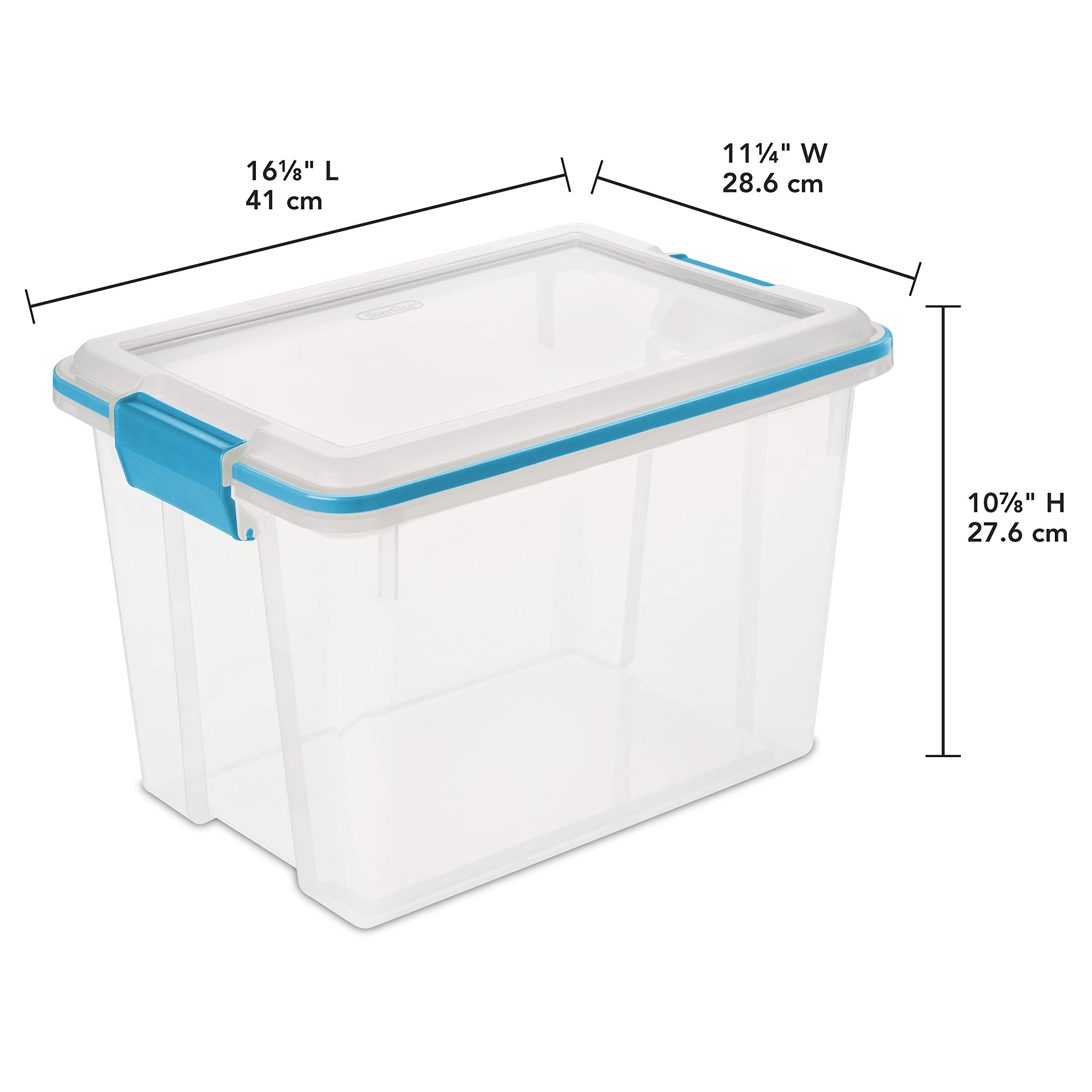 sterilite-20-qt-gasket-box-stackable-storage-bin-with-latching-lid-tight-seal-cl image 2