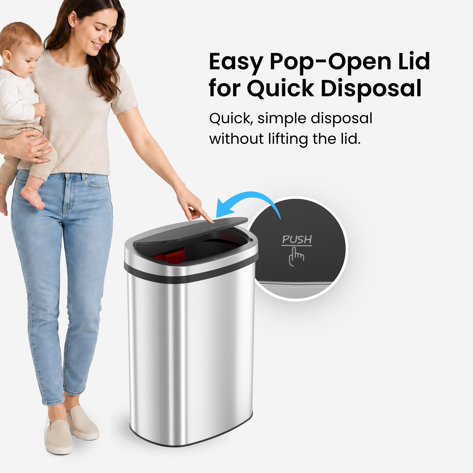 itouchless-13-gallon-press-open-diaper-pail-stainless-steel-with-absorbx-odor-fi image 4