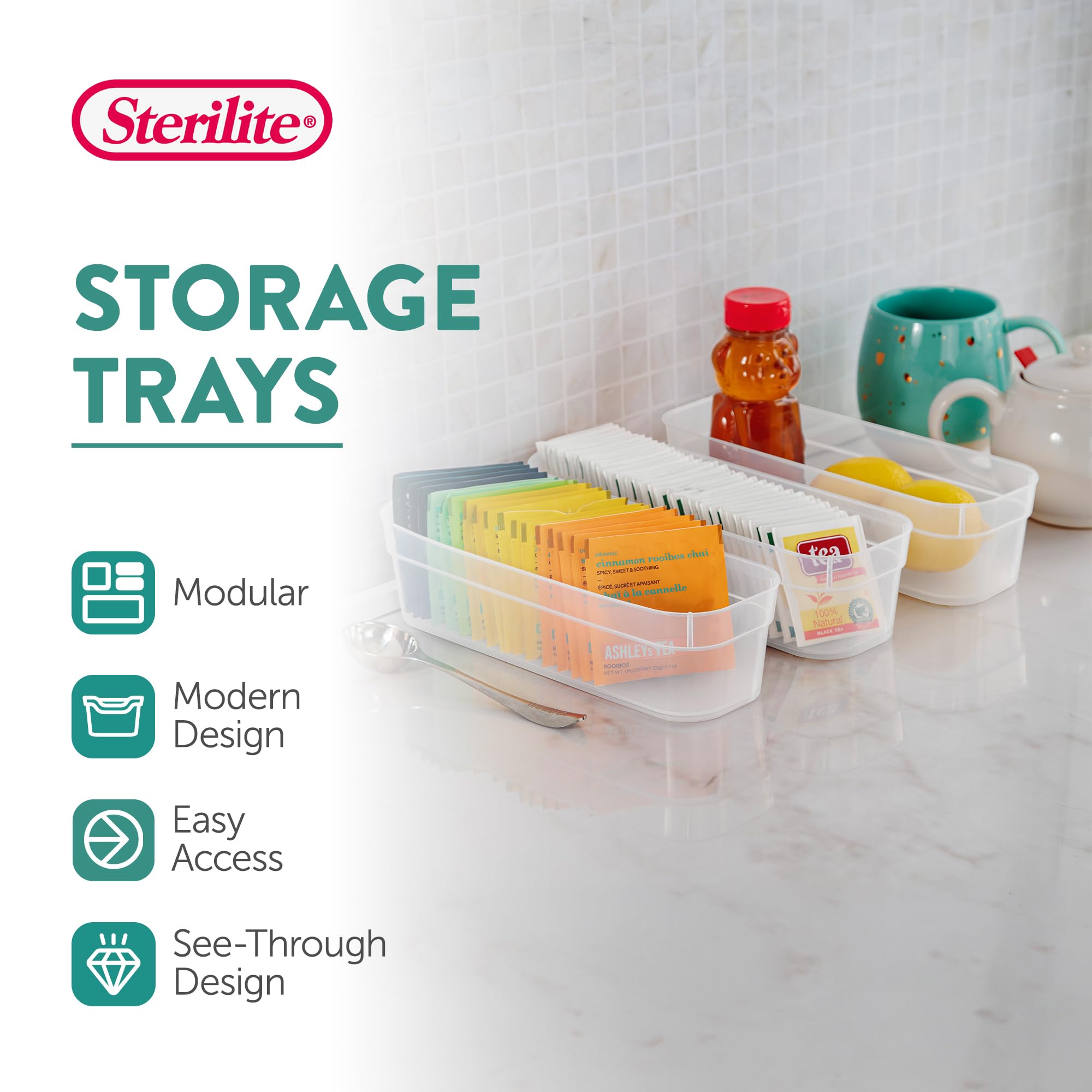 sterilite-narrow-storage-trays-with-sturdy-banded-rim-and-textured-bottom-clear- image 2