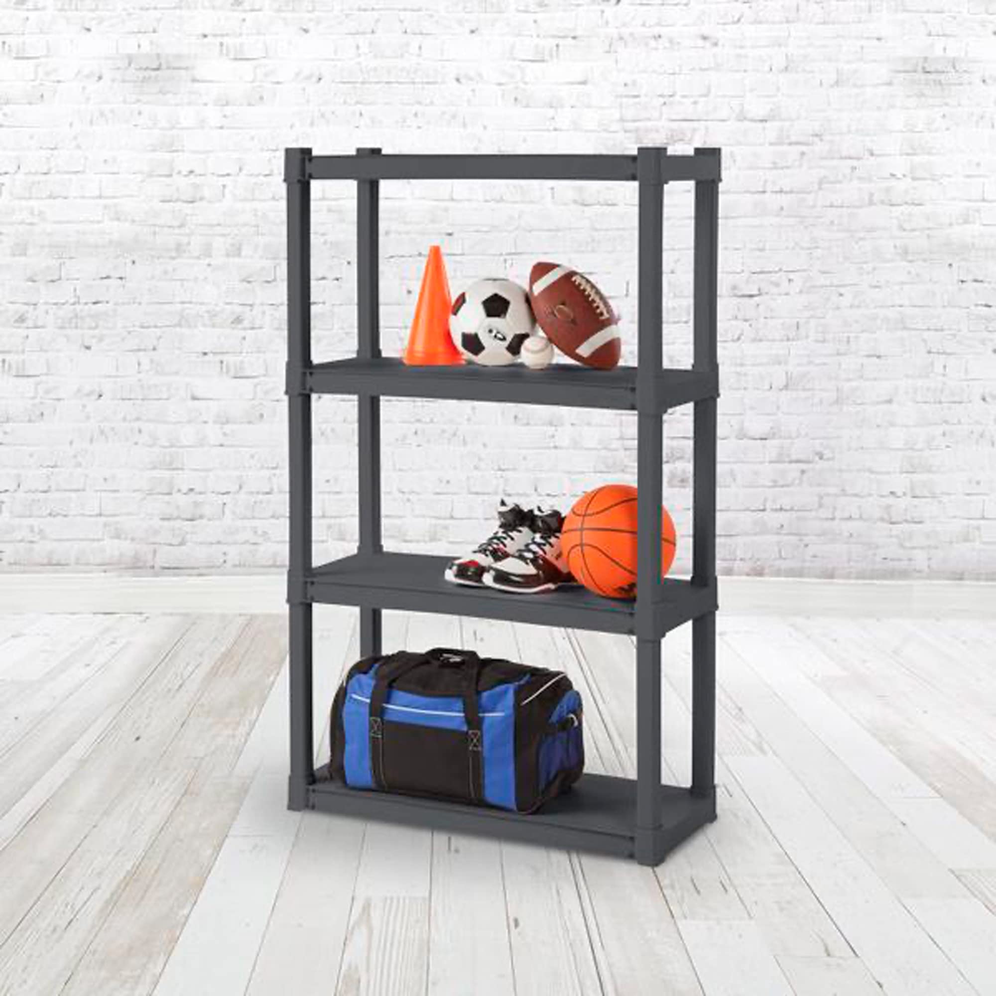 sterilite-2-pack-heavy-duty-plastic-storage-shelves-4-shelf-shelving-unit-gray-g image 7