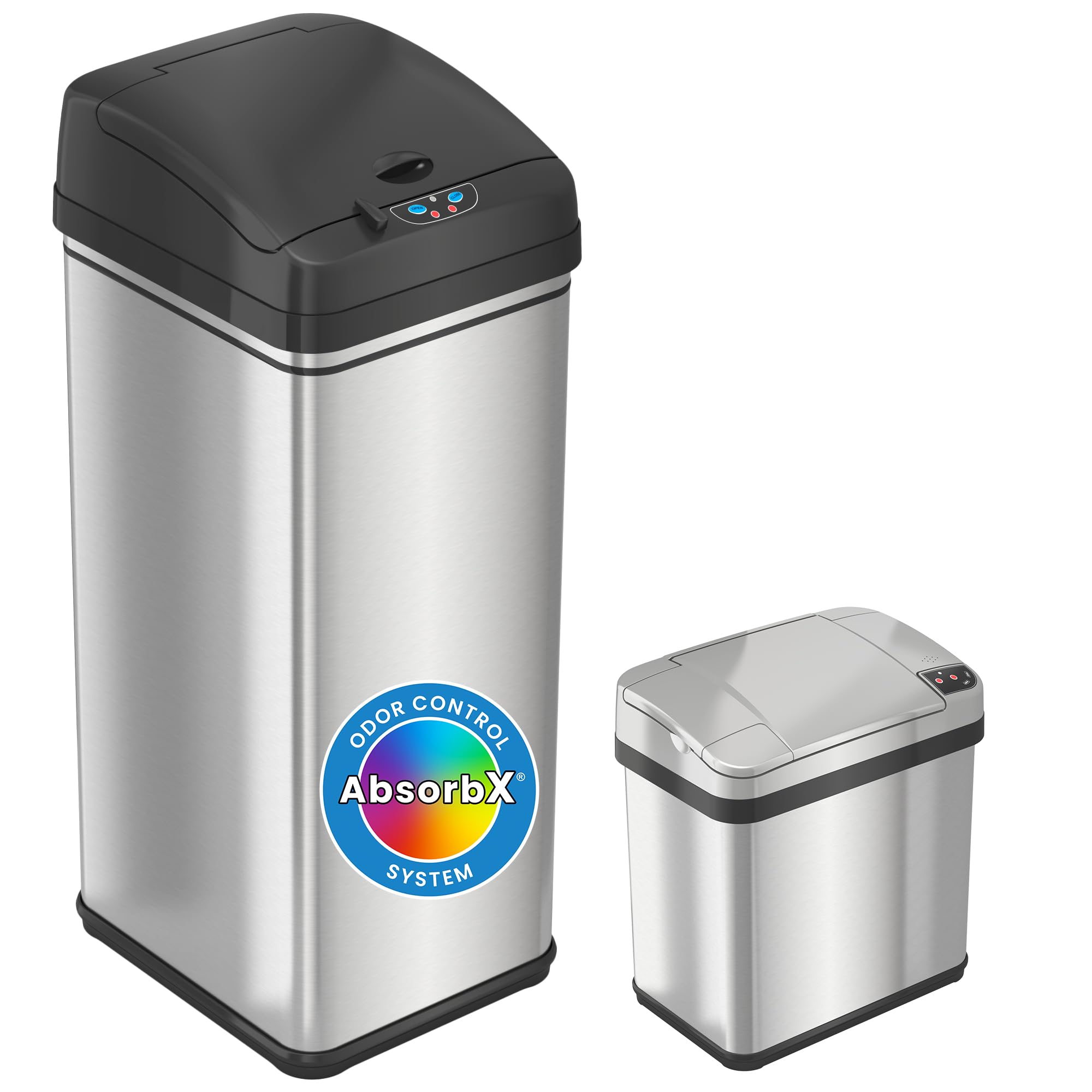itouchless-touchless-trash-can-combo-pack-13-gal-2-5-gal-stainless-steel-odor-co image 1