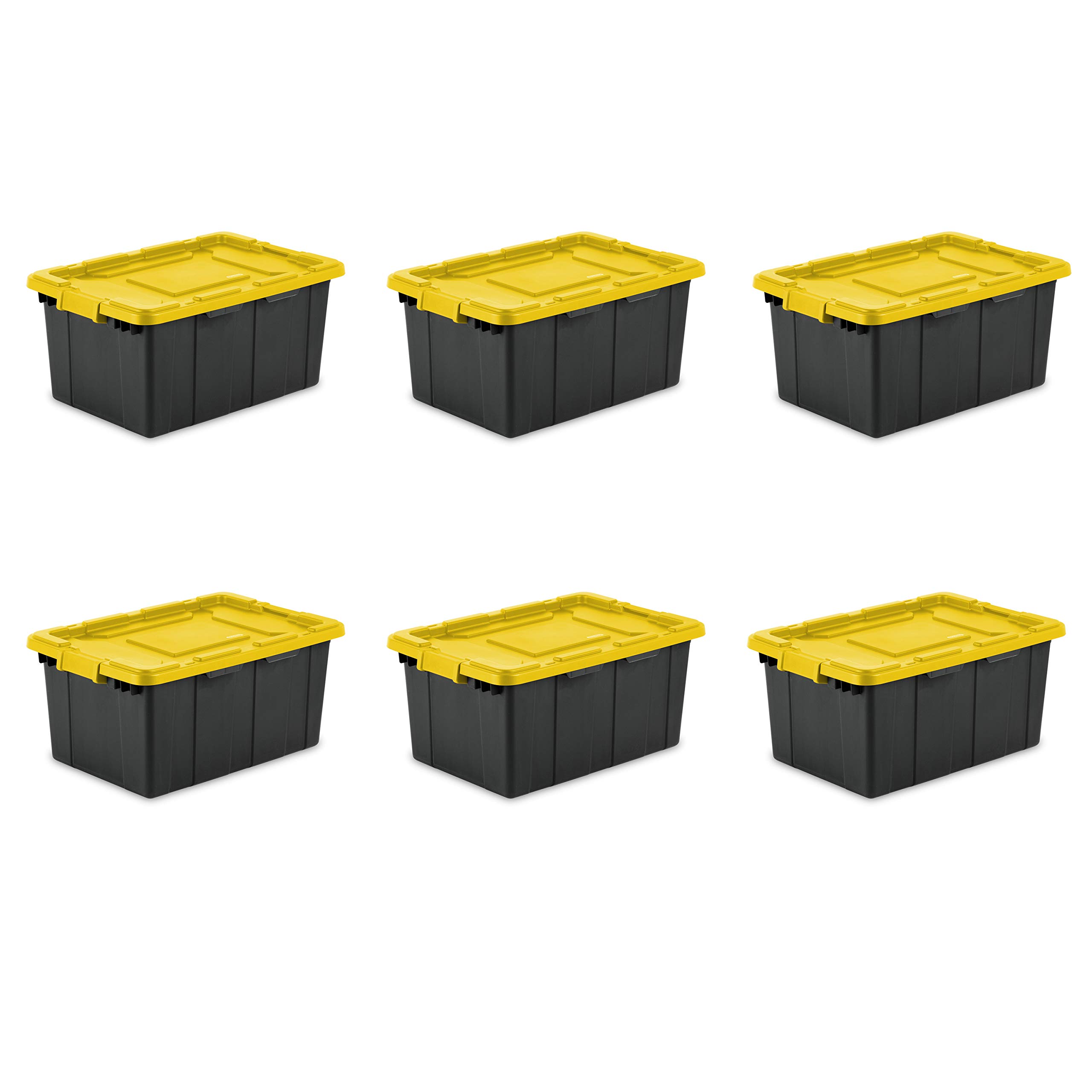 sterilite-15-gallon-industrial-tote-yellow-lily-6-pack-durable-plastic-storage-c image 1