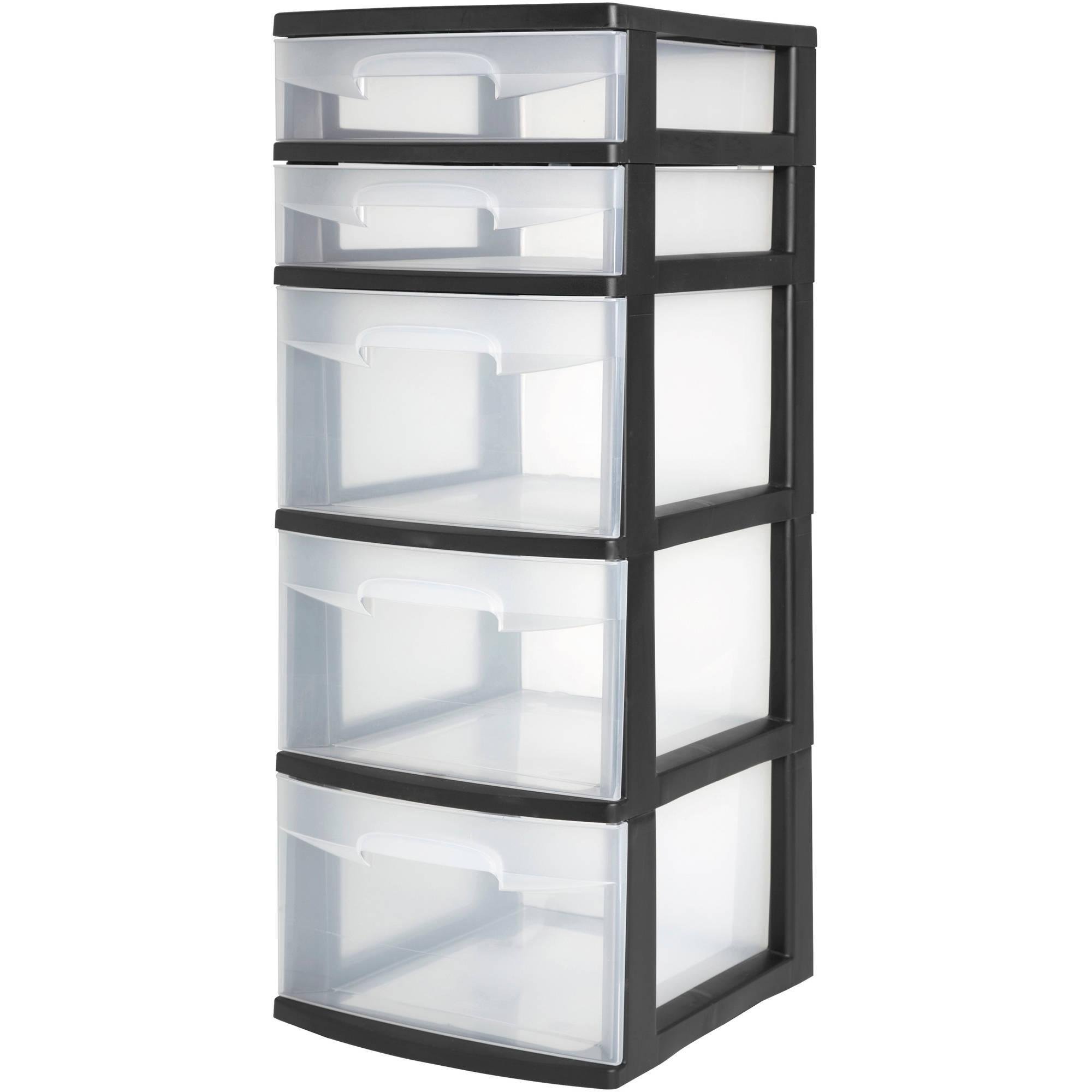 sterilite-5-drawer-tower-plastic-space-saving-home-storage-organizer-2-pack image 1