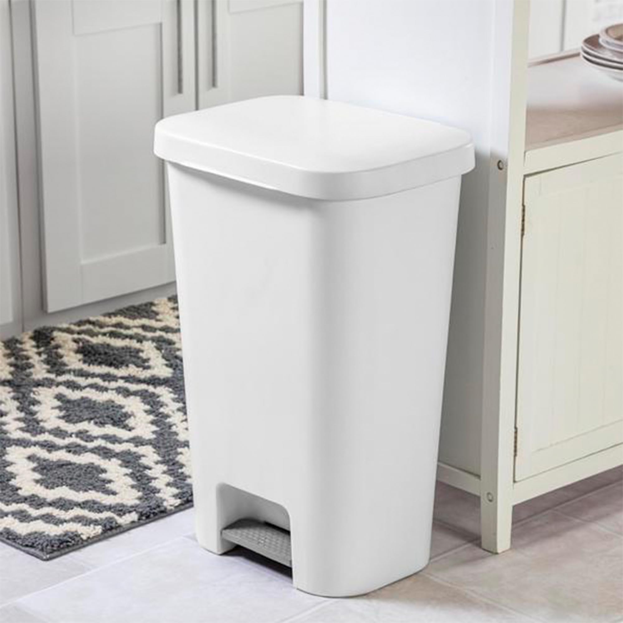 sterilite-11-9-gallon-stepon-wastebasket-with-lid-white-4-pack image 4