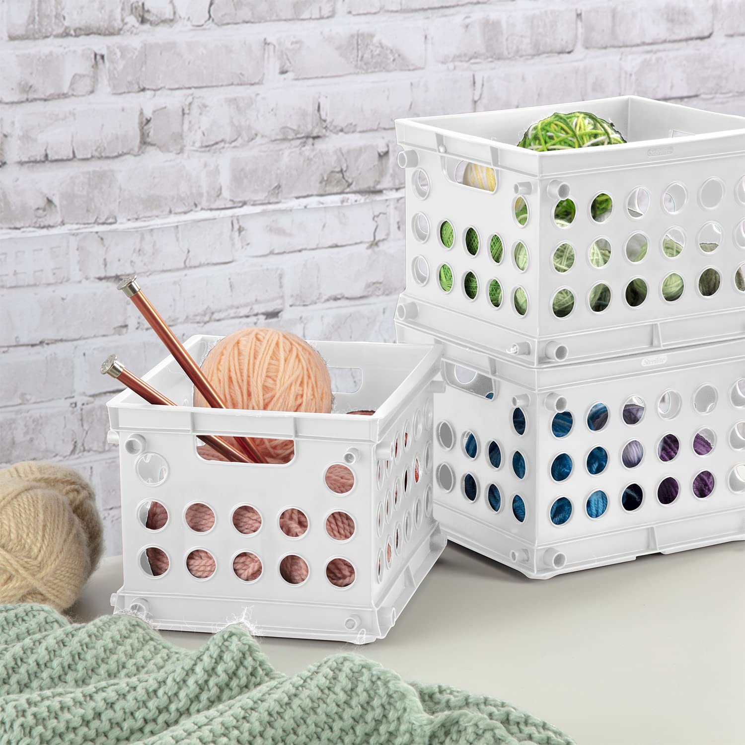 sterilite-stackable-mini-storage-crate-with-handles-white-24-pack image 7