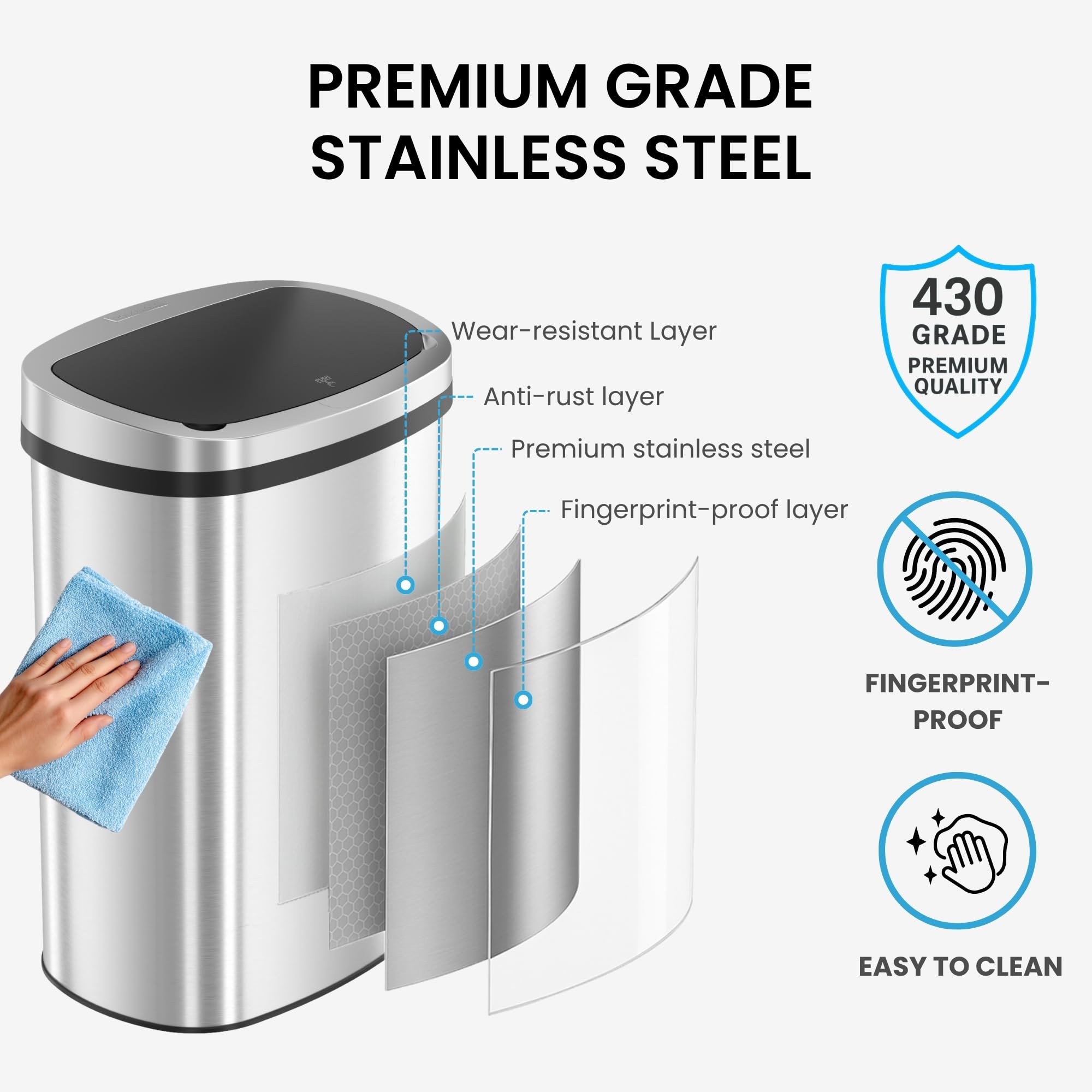 itouchless-13-gallon-press-open-diaper-pail-stainless-steel-with-absorbx-odor-fi image 8