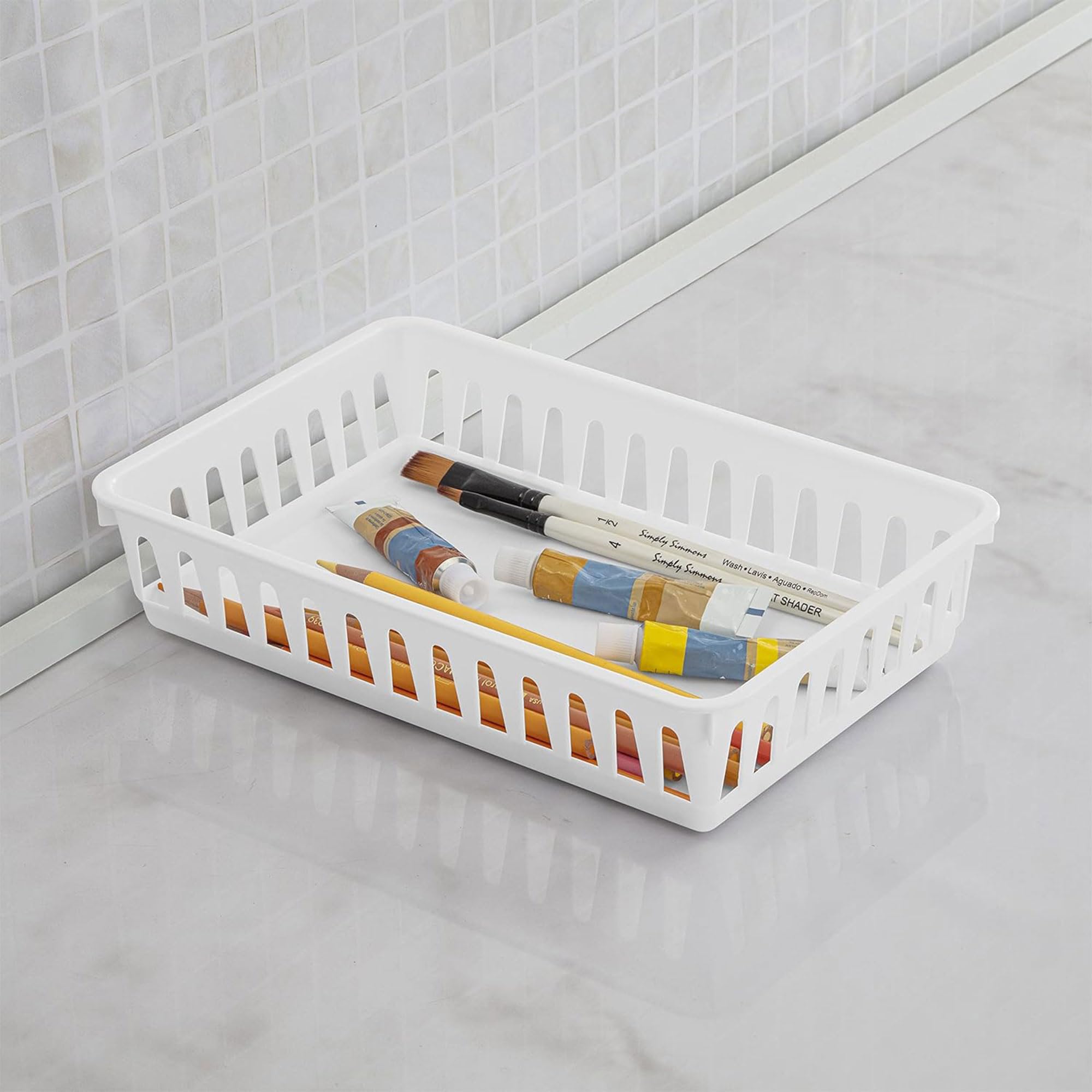 sterilite-storage-tray-24-pack-plastic-basket-organizer-for-drawers-shelves-bath image 3