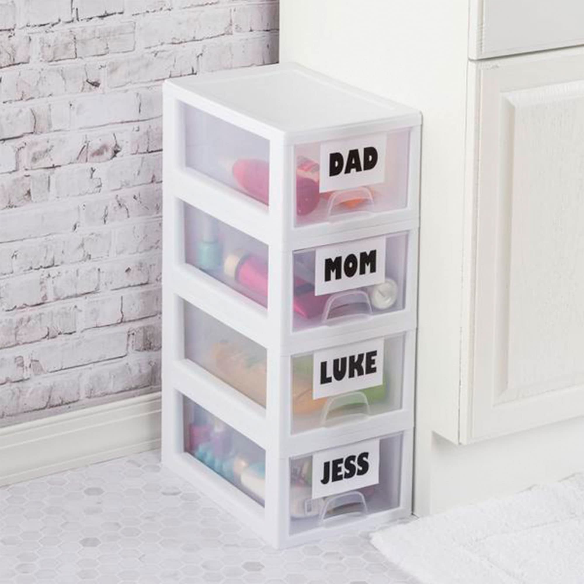 sterilite-6-pack-stacking-drawers-clear-storage-organizer-6-quart-each-white-fra image 6