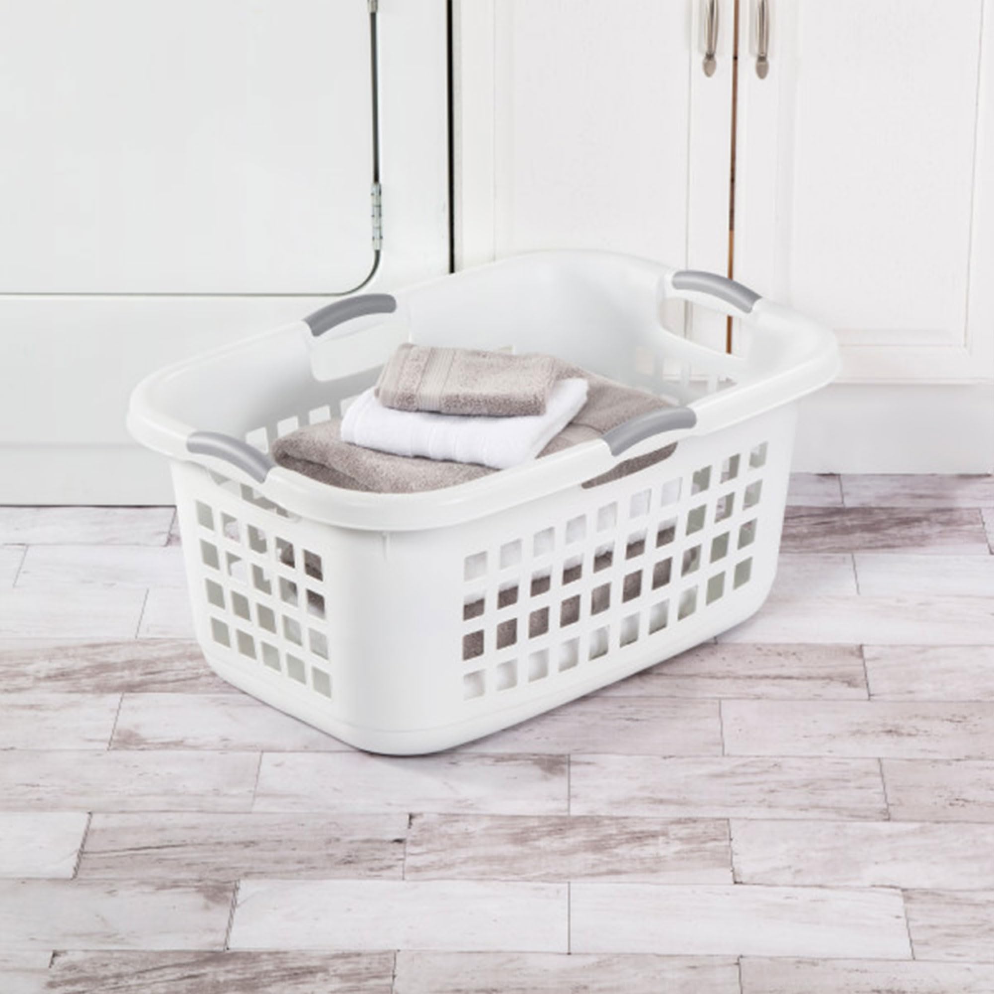 sterilite-6-pack-plastic-laundry-basket-with-comfort-grip-handles-2-bushel-white image 4