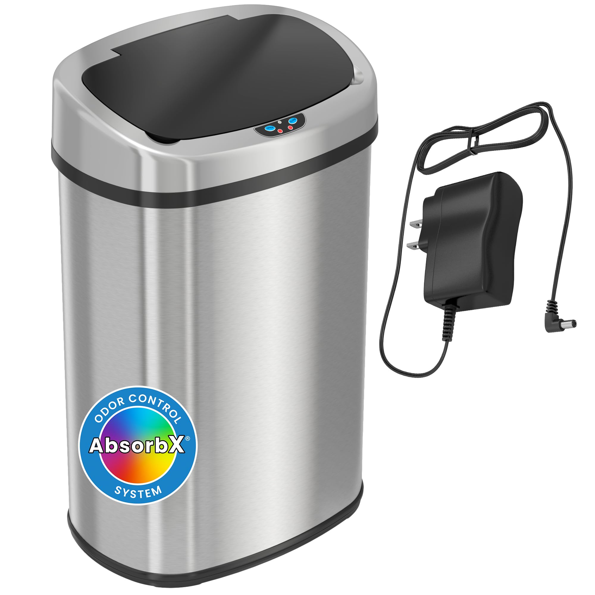 itouchless-sensorcan-13-gallon-touchless-kitchen-trash-can-stainless-steel-oval- image 1