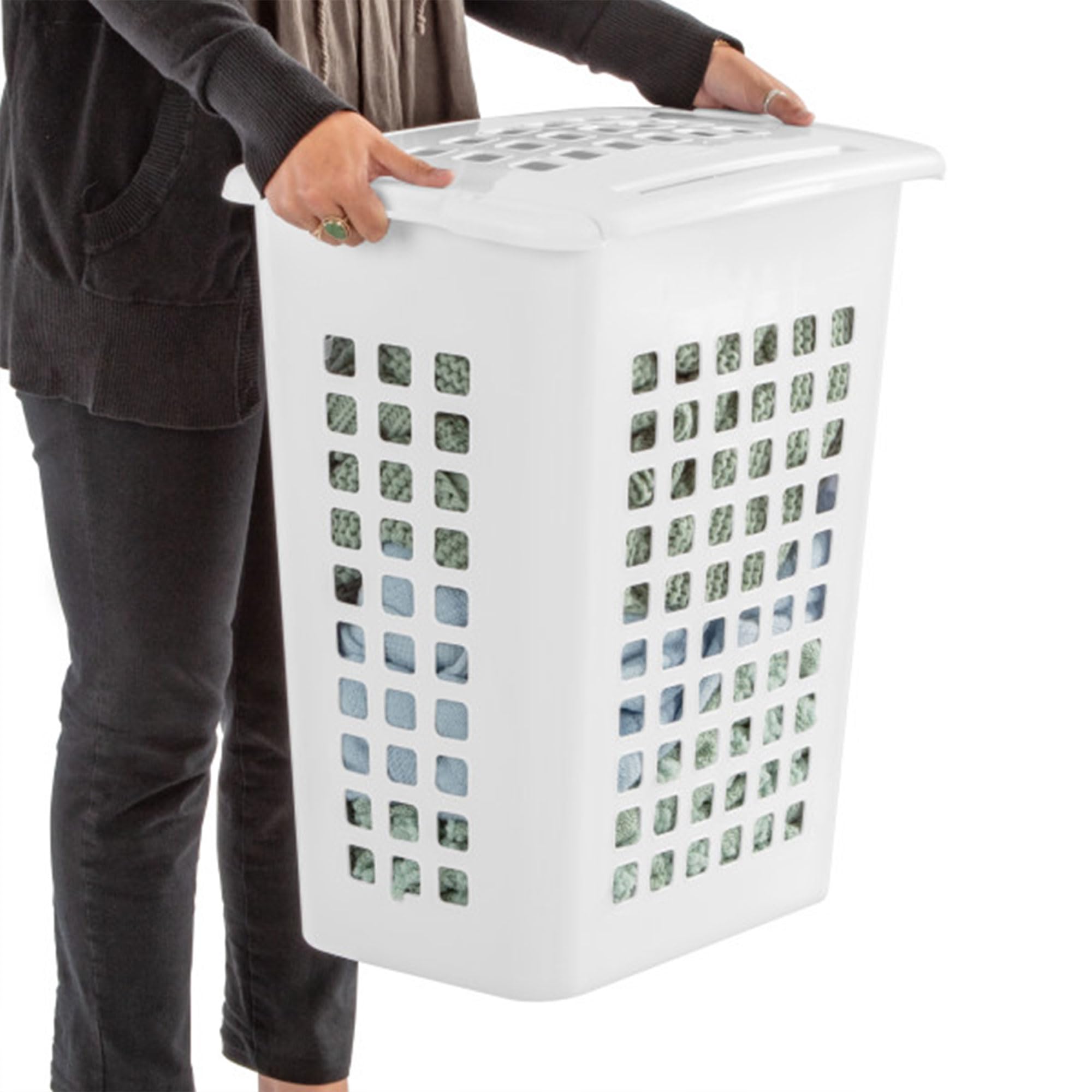 sterilite-4-pack-lifttop-laundry-hamper-tall-rectangular-plastic-basket-with-lid image 8