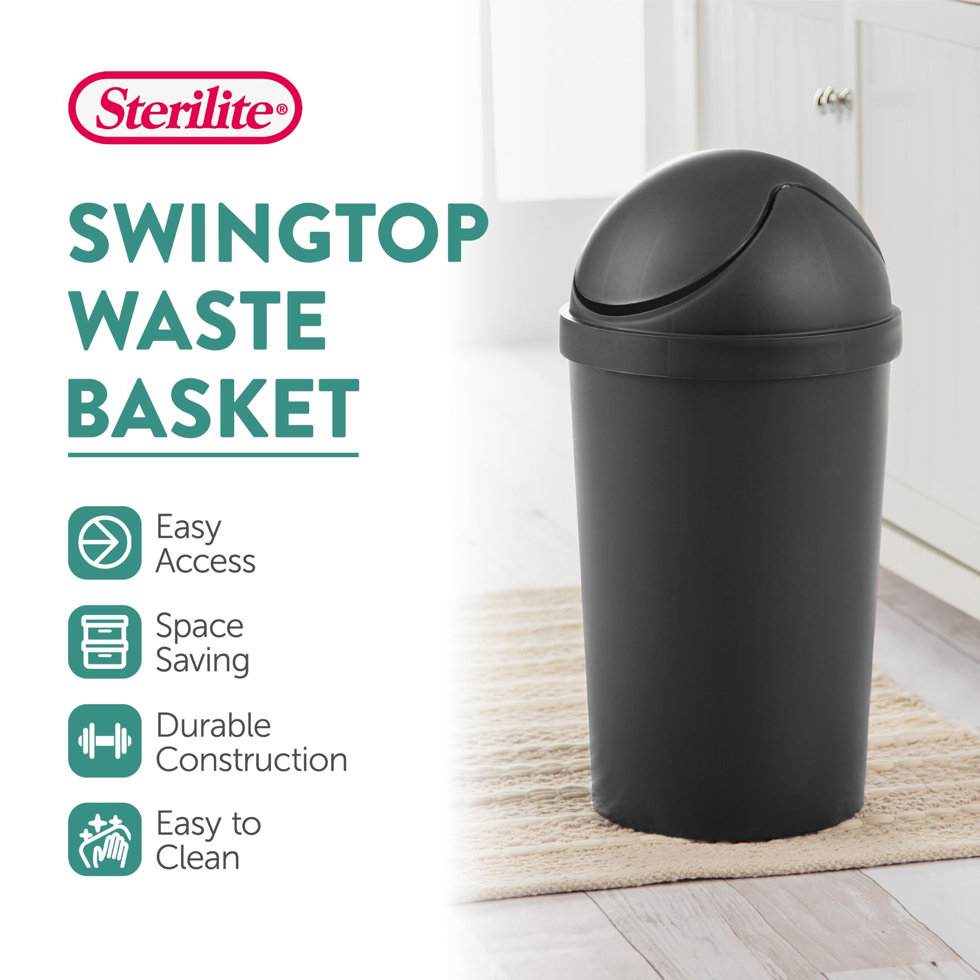 sterilite-3-gallon-round-swing-top-plastic-wastebasket-black-12-pack image 3