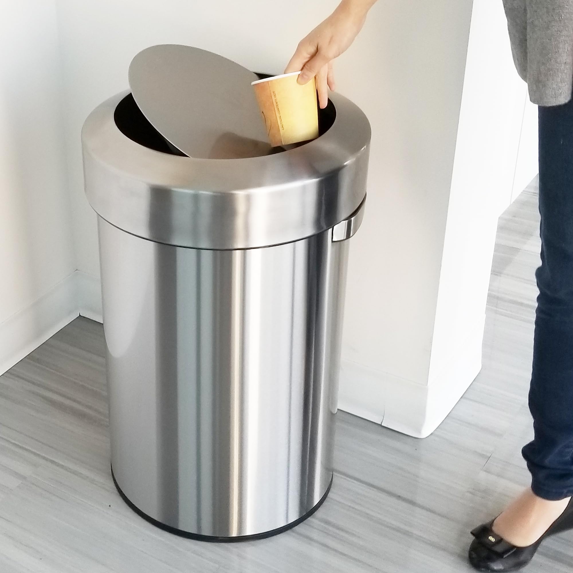 itouchless-titan-17-gallon-swing-open-trash-can-stainless-steel-self-balancing-f image 2
