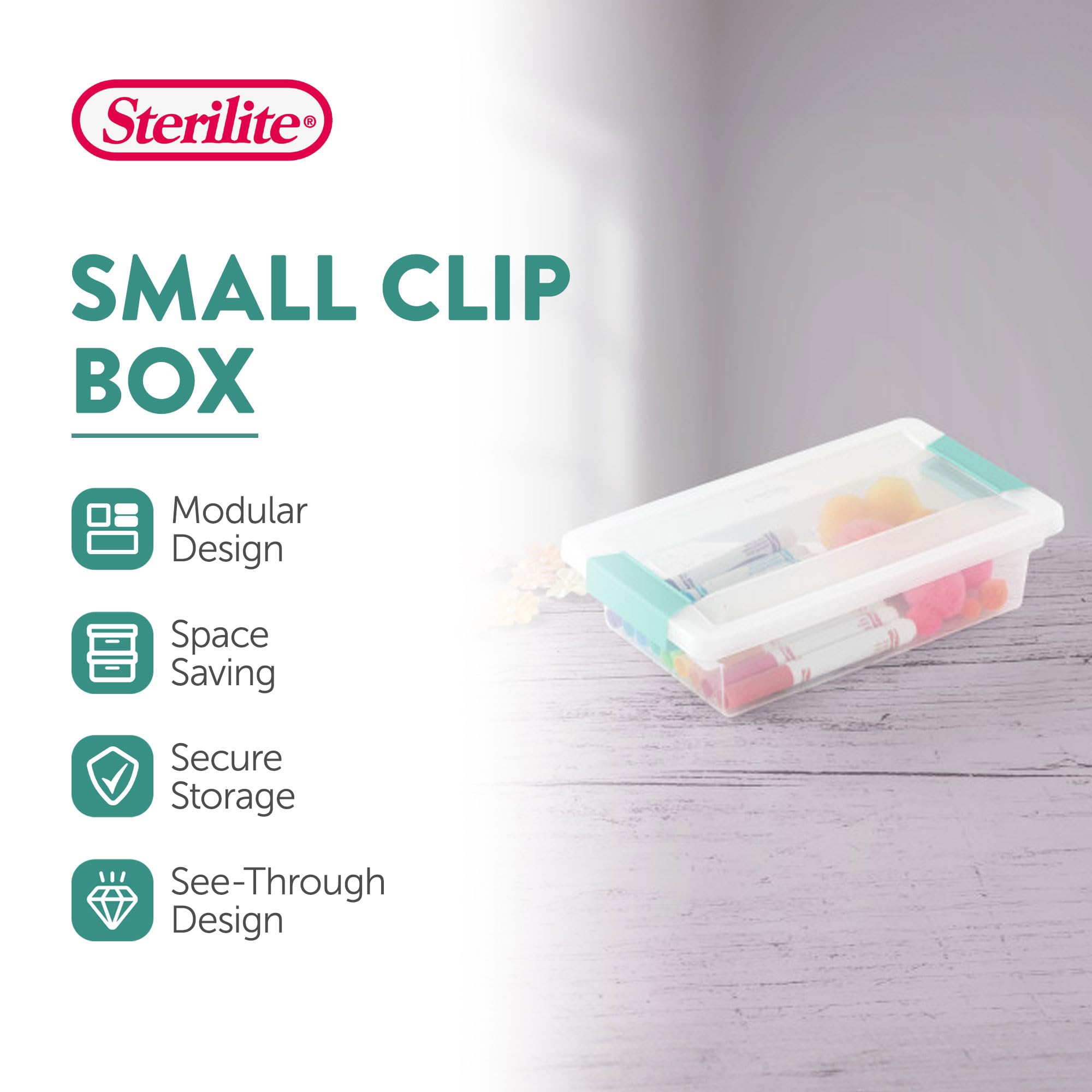 sterilite-30-pack-clip-box-stackable-clear-plastic-storage-bins-with-latching-li image 2
