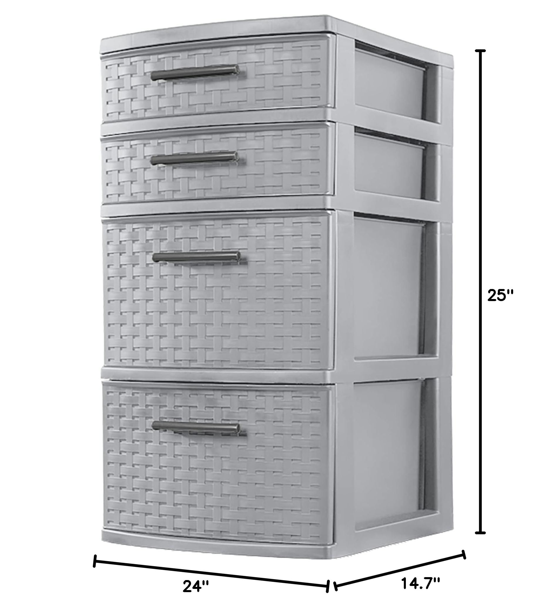 sterilite-4-drawer-organizer-storage-tower-with-medium-weave-drawer-fronts-and-e image 3