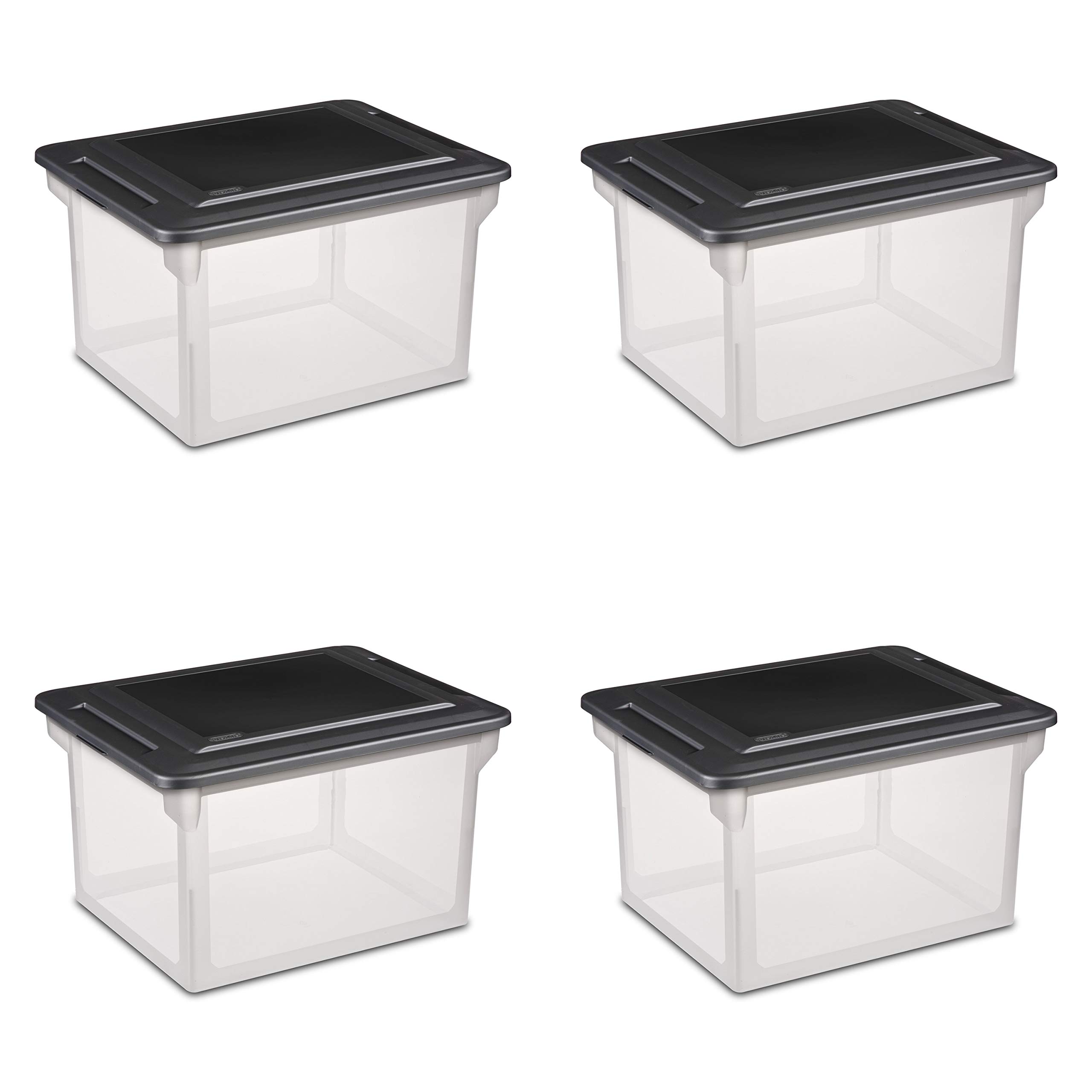 sterilite-4-pack-file-box-clear-storage-tote-with-black-lid-for-letter-legal-han image 1