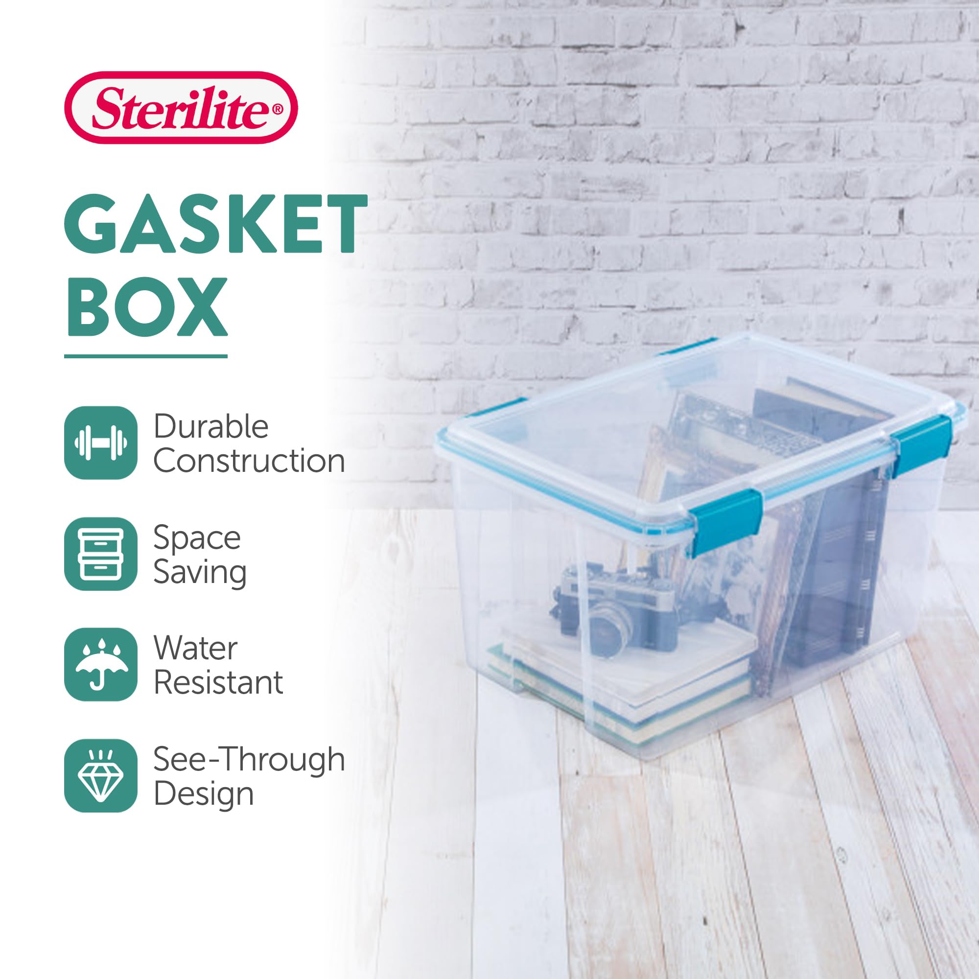 sterilite-54-quart-gasket-box-with-latching-lid-16-pack-clear image 2
