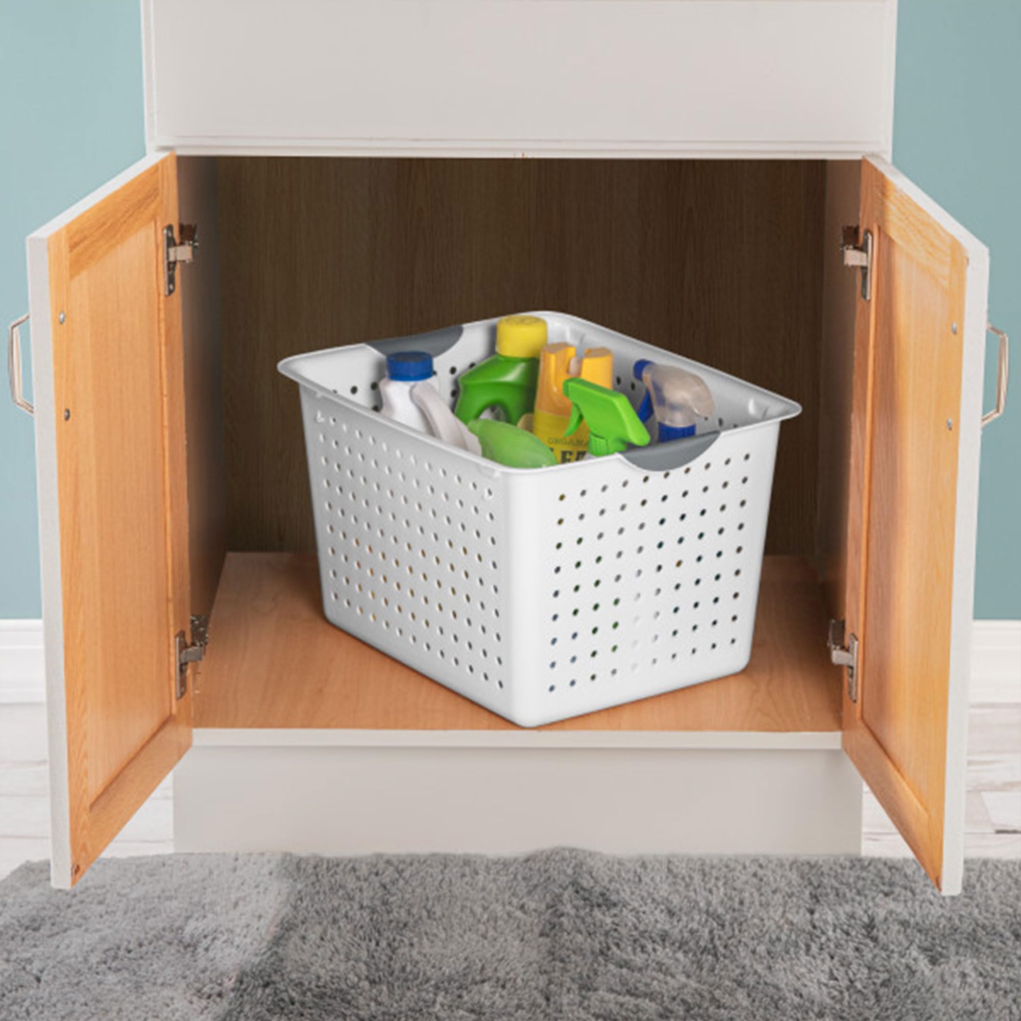 sterilite-6-pack-deep-ultra-basket-large-open-top-plastic-storage-bin-white-16x1 image 6