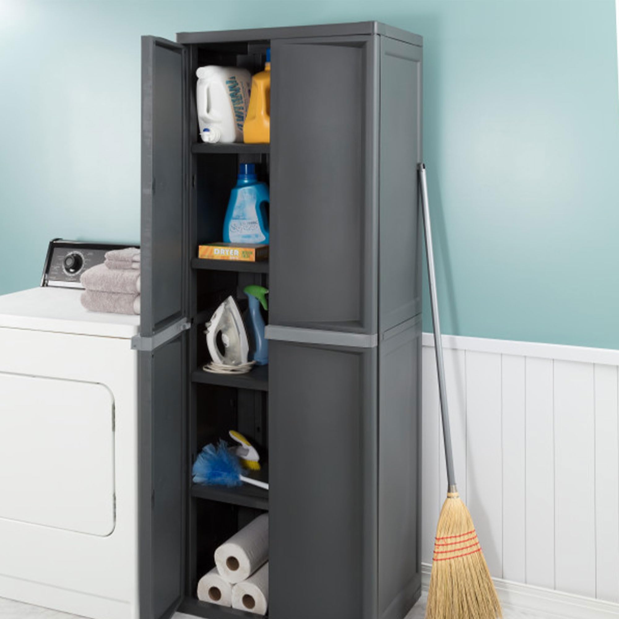sterilite-4-shelf-cabinet-lockable-utility-storage-gray image 6