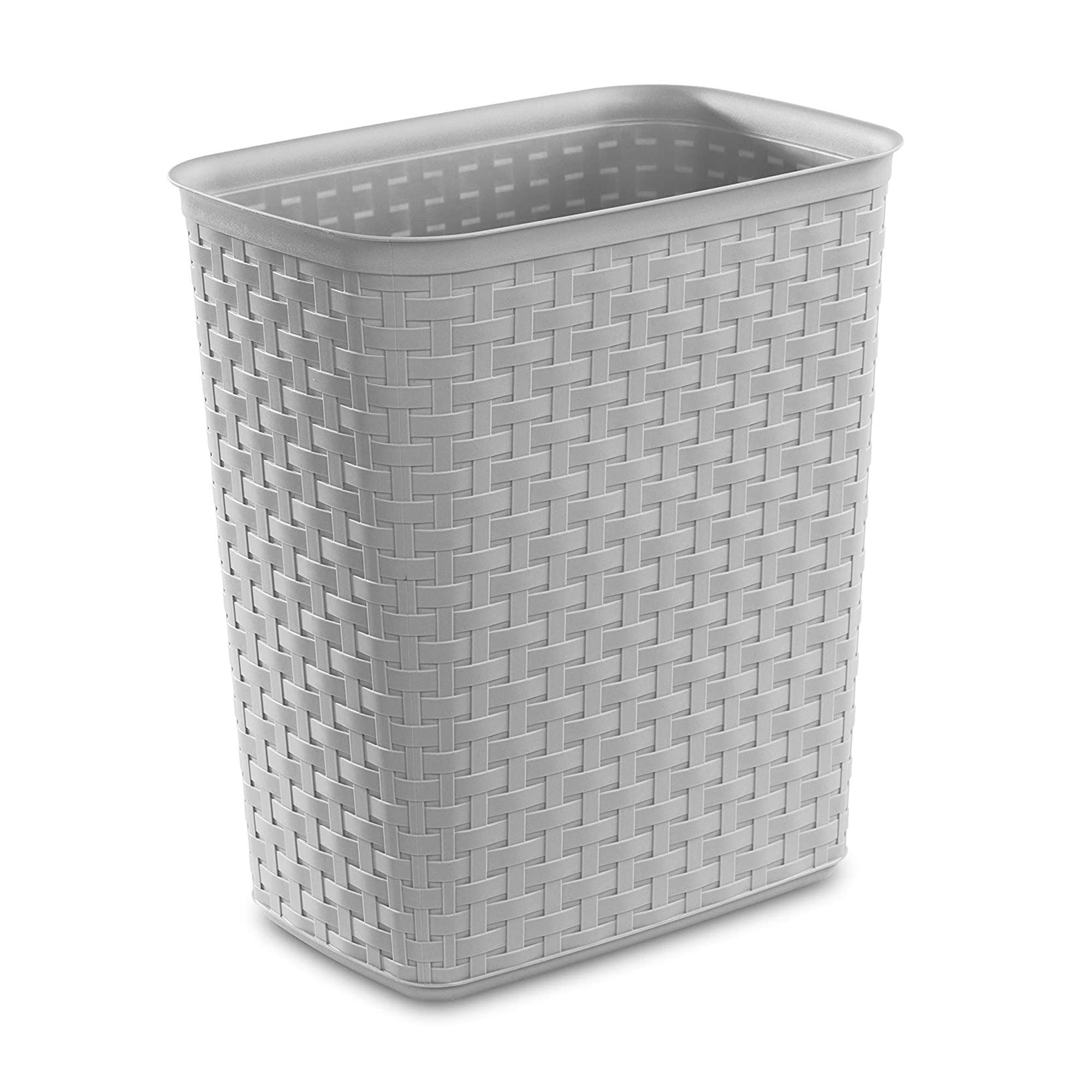 sterilite-weave-5-8-gallon-plastic-wastebasket-with-cement-gray-finish-24-pack image 1