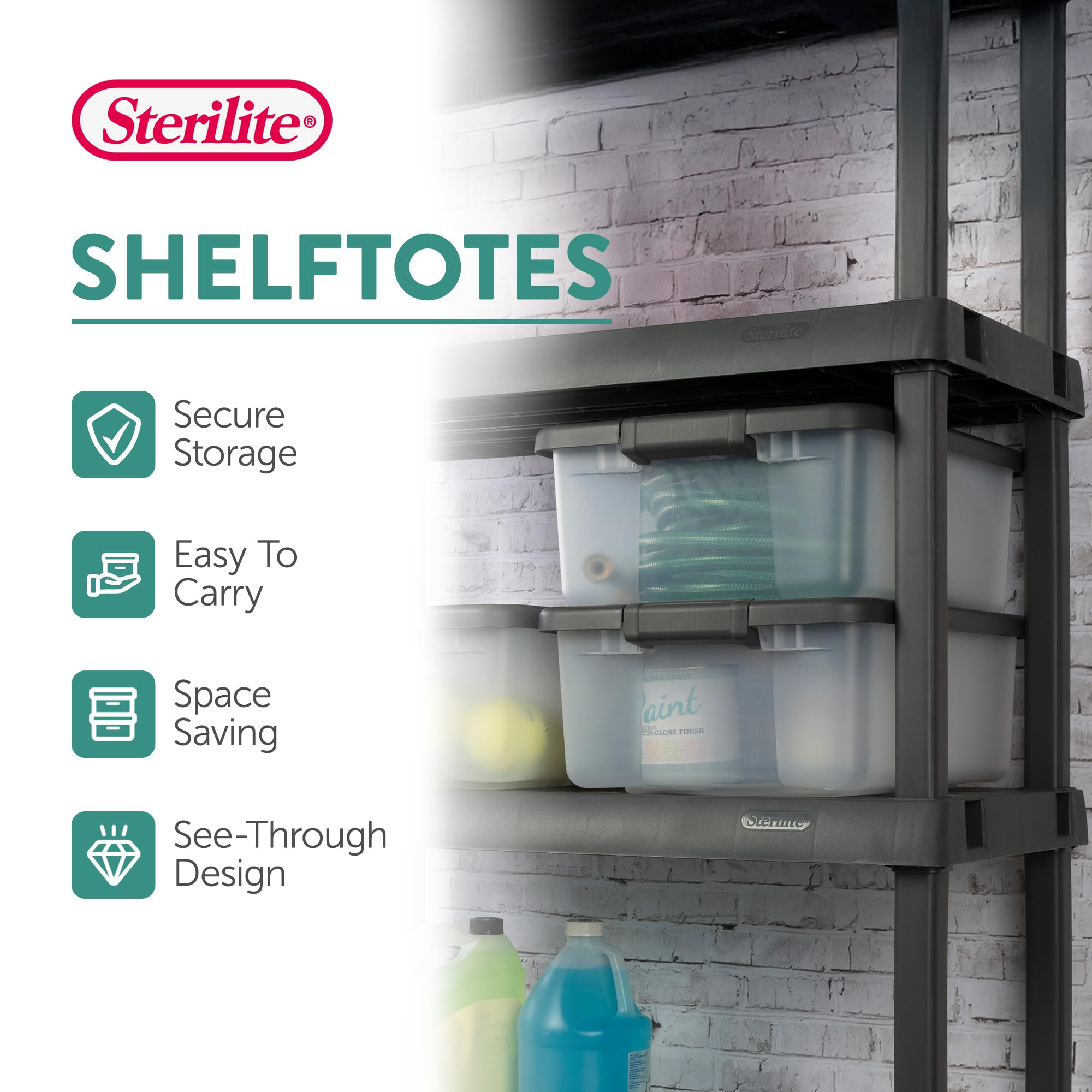 sterilite-shelftote-25-quart-clear-plastic-storage-bins-with-lids-12-pack-gray image 2