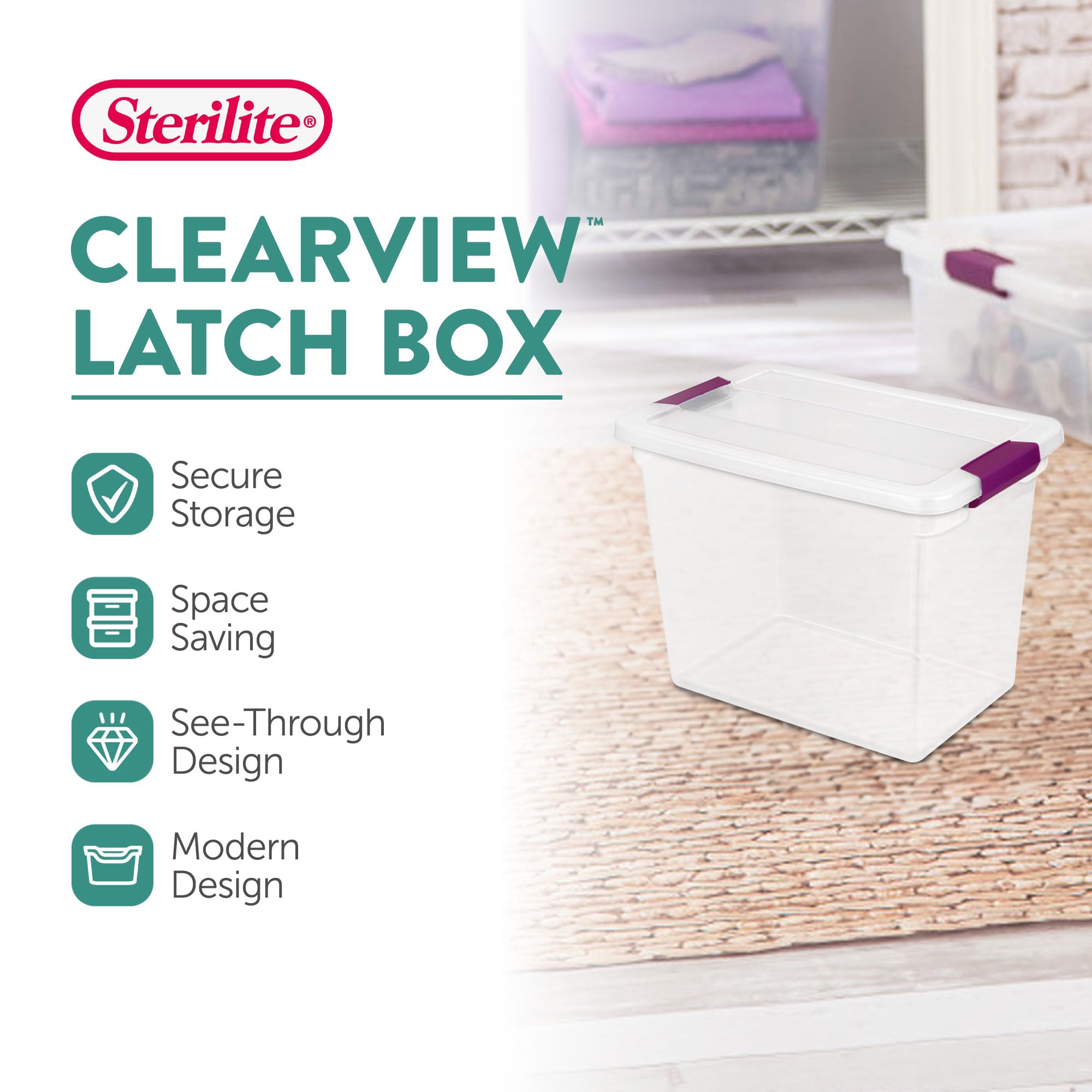 sterilite-27-qt-clearview-latch-storage-box-12-pack-clear-with-latching-lids image 2