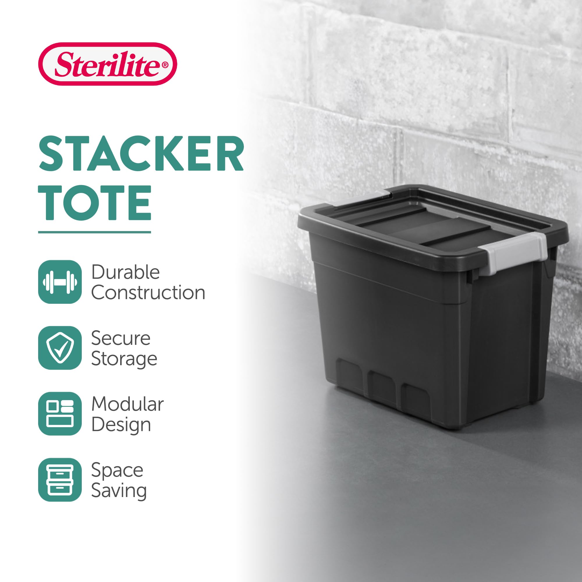 sterilite-12-pack-plastic-storage-bins-with-lids-7-5-gallon-black image 2