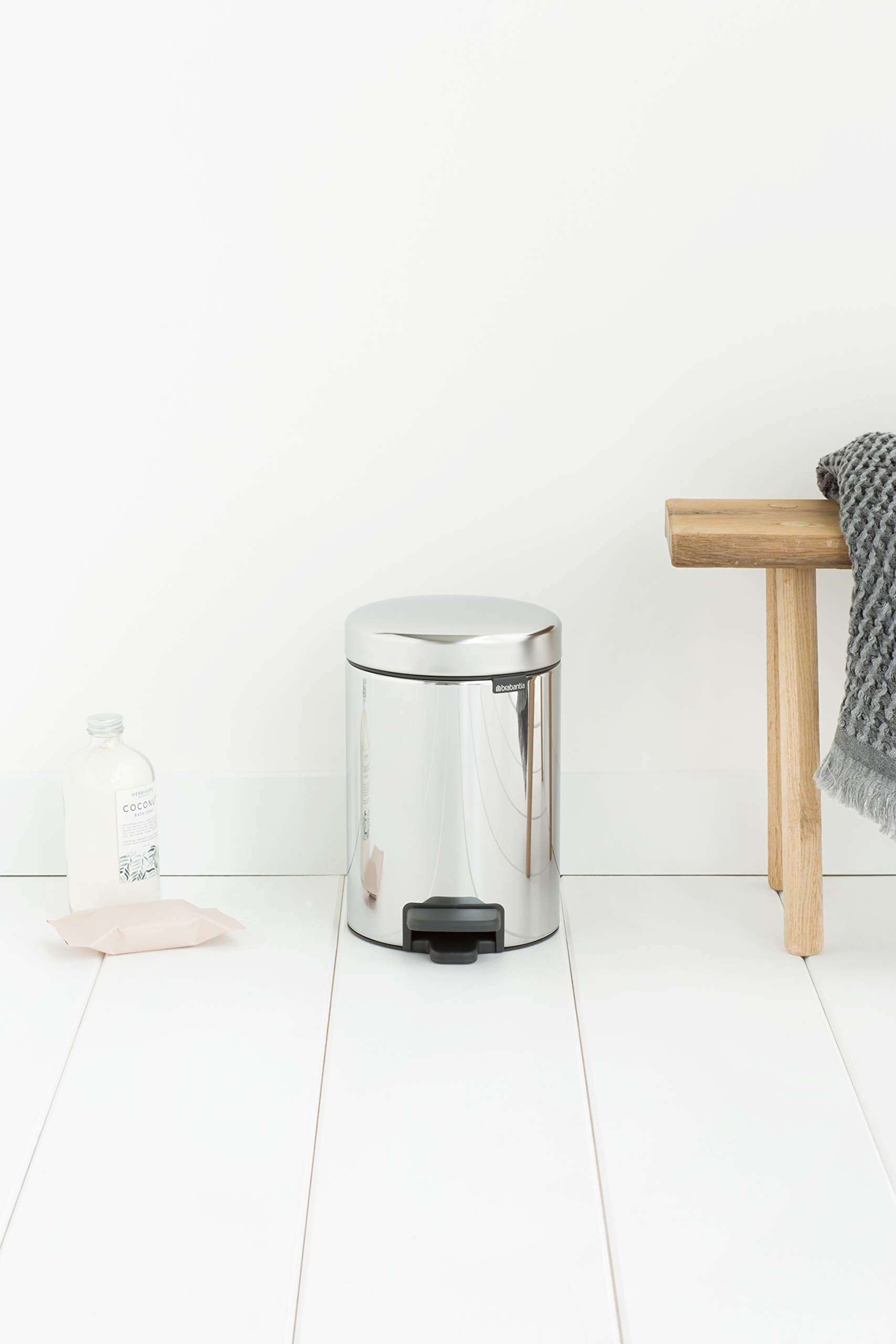 brabantia-step-on-xs-trash-can-brilliant-steel-0-8-gallon-3l-with-pedal-and-inne image 5