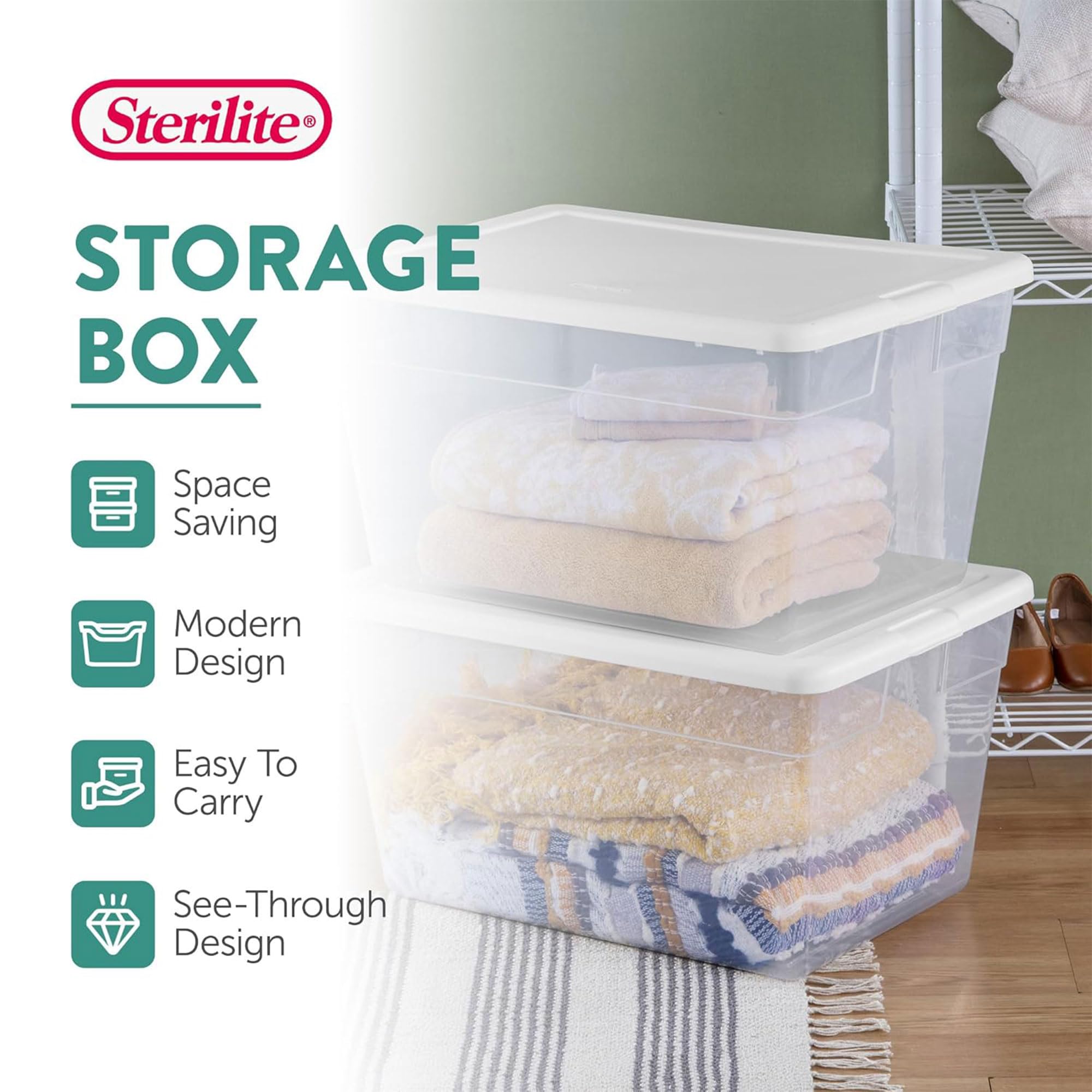 sterilite-56-quart-clear-plastic-storage-container-box-with-latching-lid-40-pack image 2
