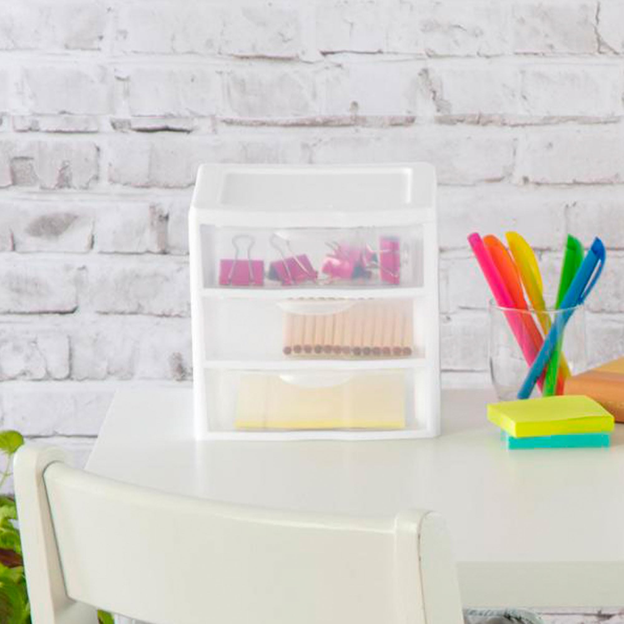 sterilite-clearview-3-drawer-desktop-storage-organizer-white-6-pack image 5