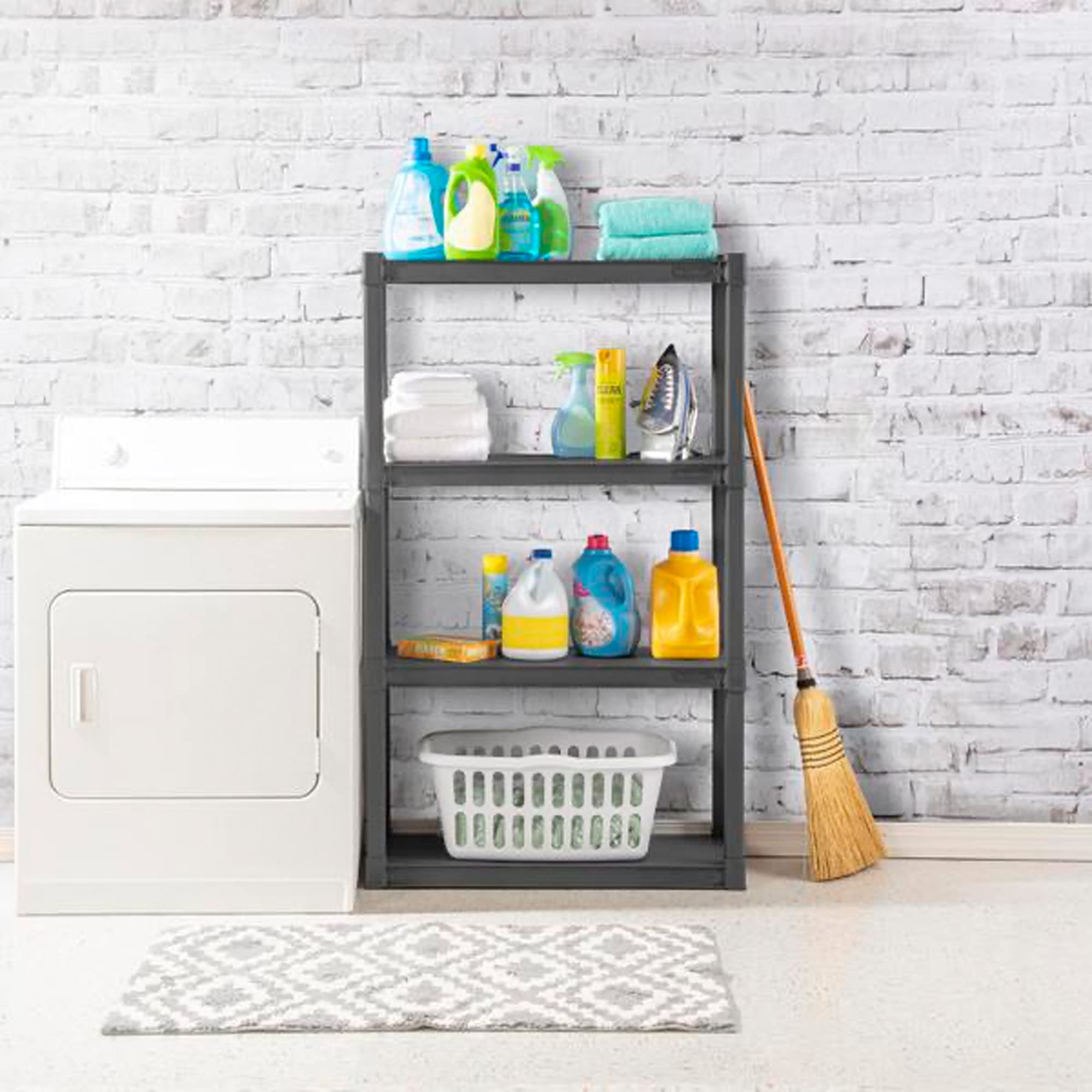 sterilite-2-pack-heavy-duty-plastic-storage-shelves-4-shelf-shelving-unit-gray-g image 6