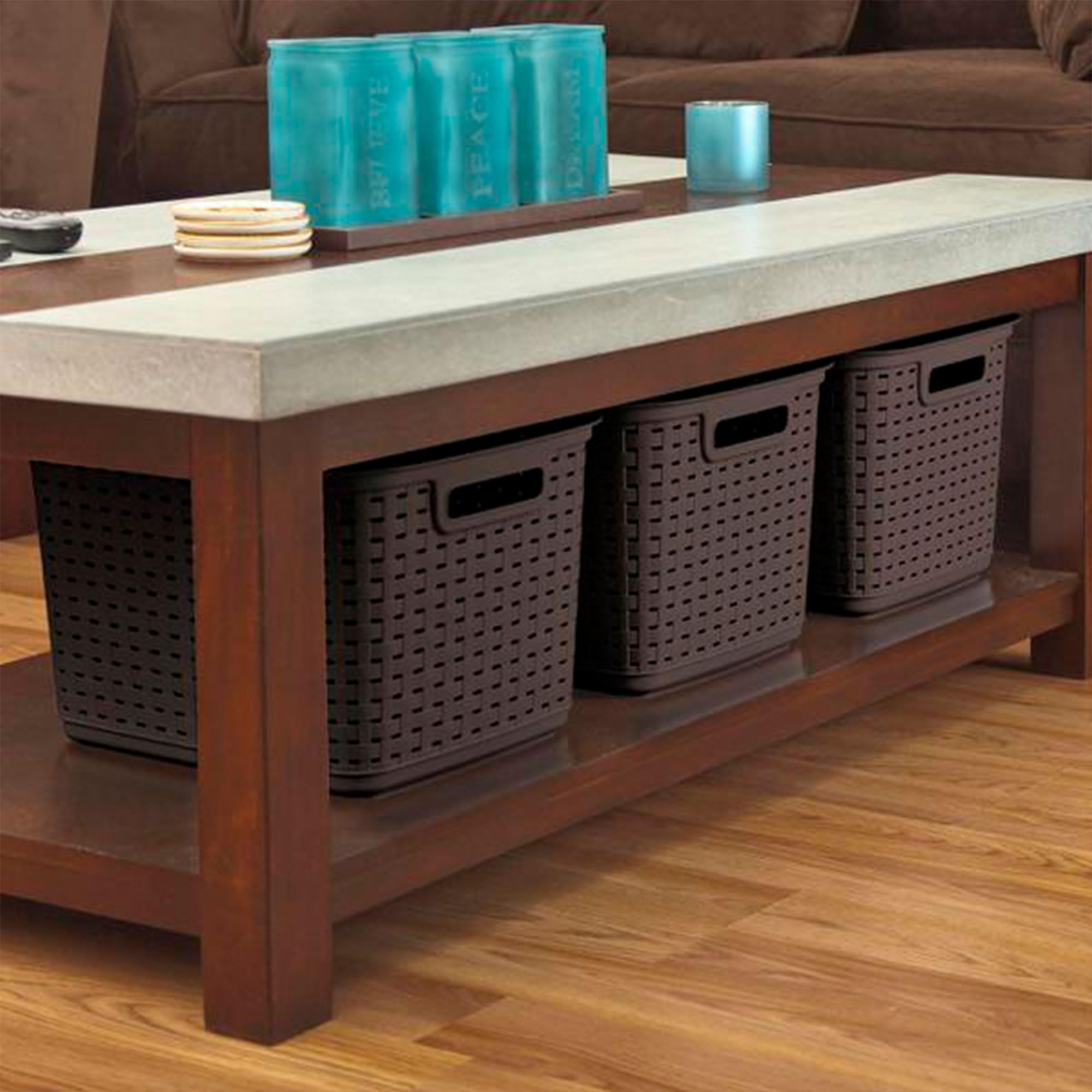 sterilite-tall-plastic-weave-storage-basket-6-pack-brown-for-countertops-and-she image 5