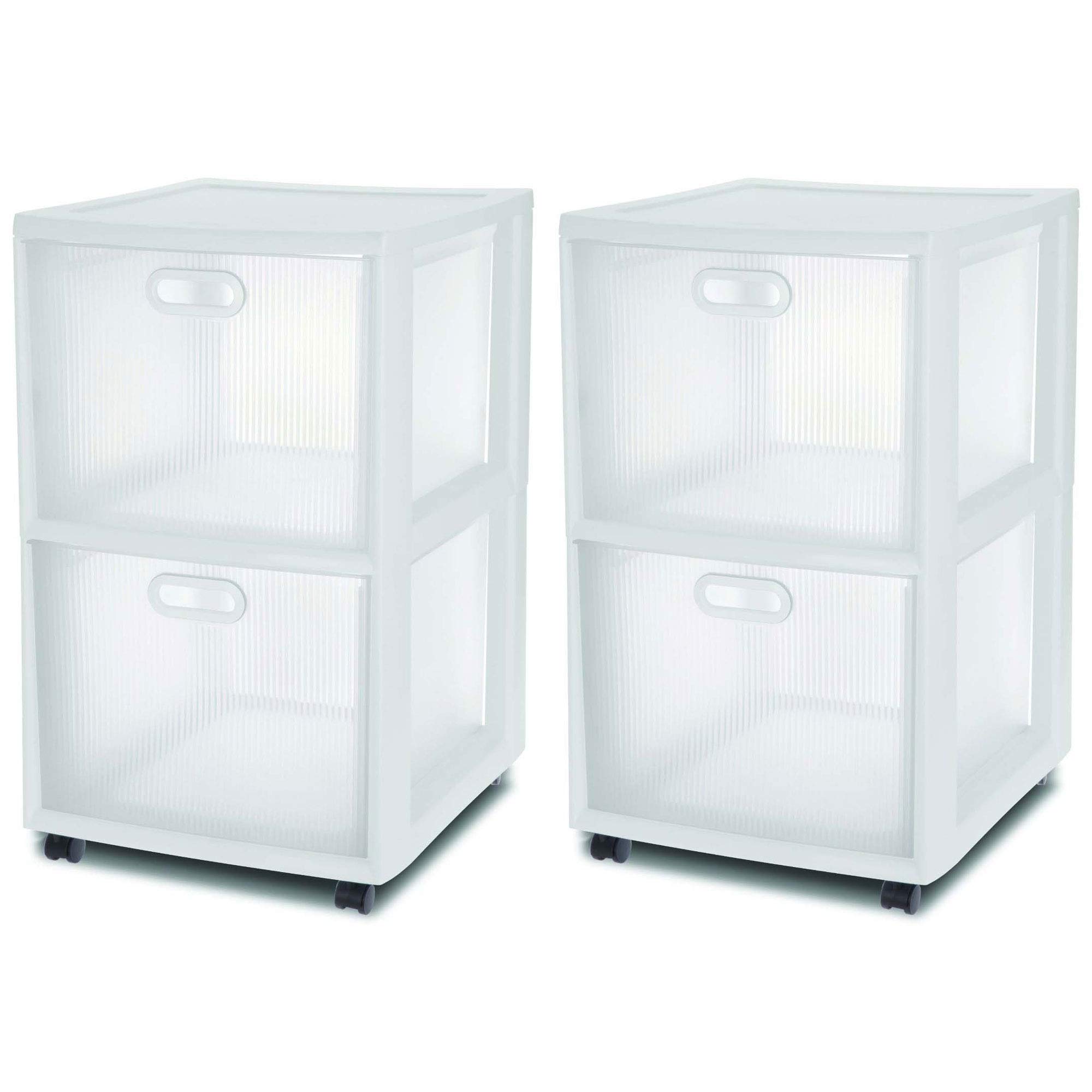 sterilite-ultra-2-drawer-filing-storage-cart-white-with-textured-clear-drawers-2 image 1