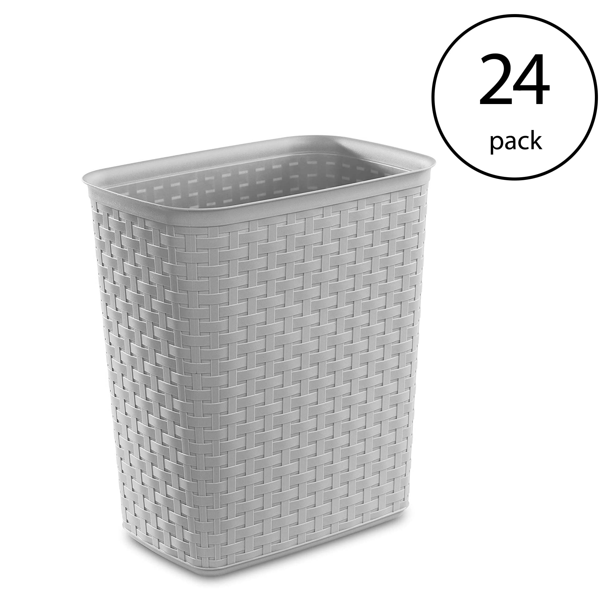 sterilite-weave-5-8-gallon-plastic-wastebasket-with-cement-gray-finish-24-pack image 2