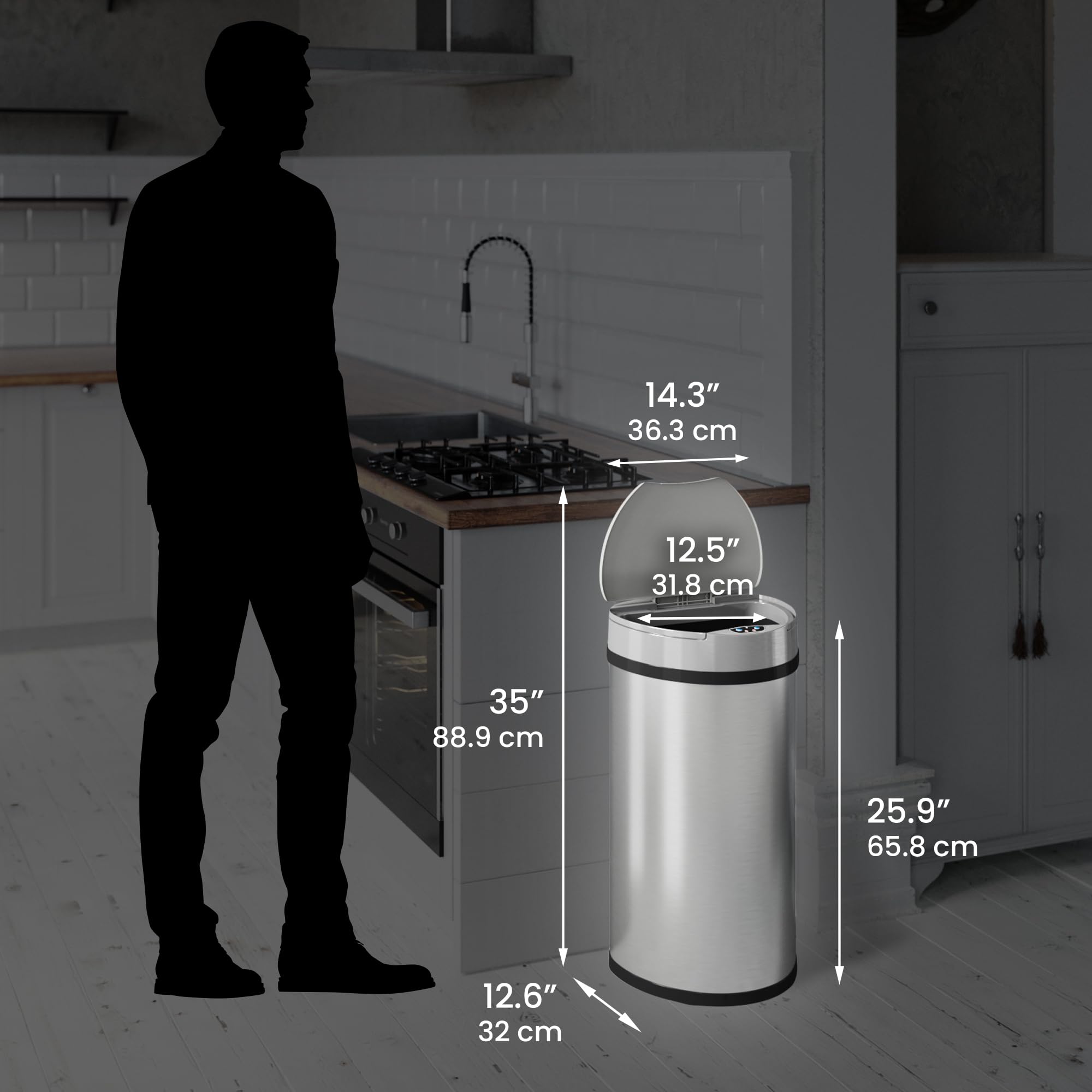itouchless-13-gallon-semi-round-extra-wide-opening-sensor-touchless-trash-can-wi image 6