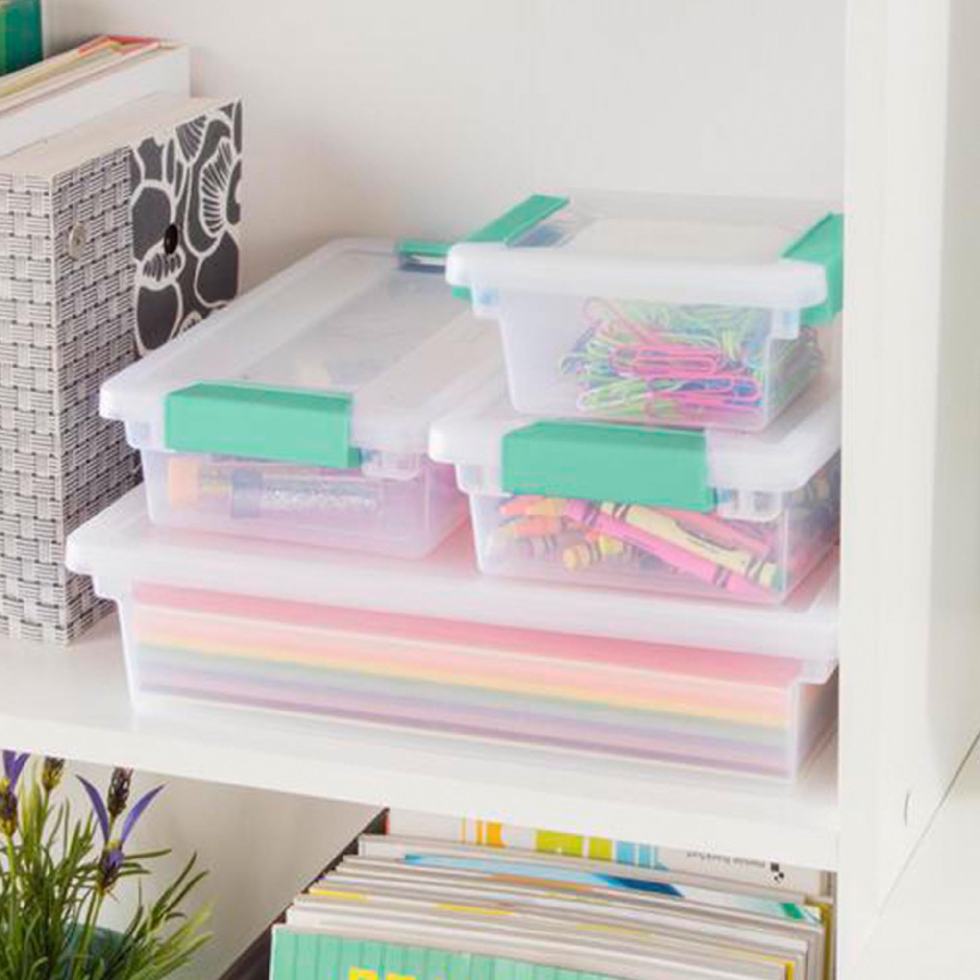 sterilite-small-clear-plastic-storage-file-clip-organizer-tote-with-latching-lid image 6