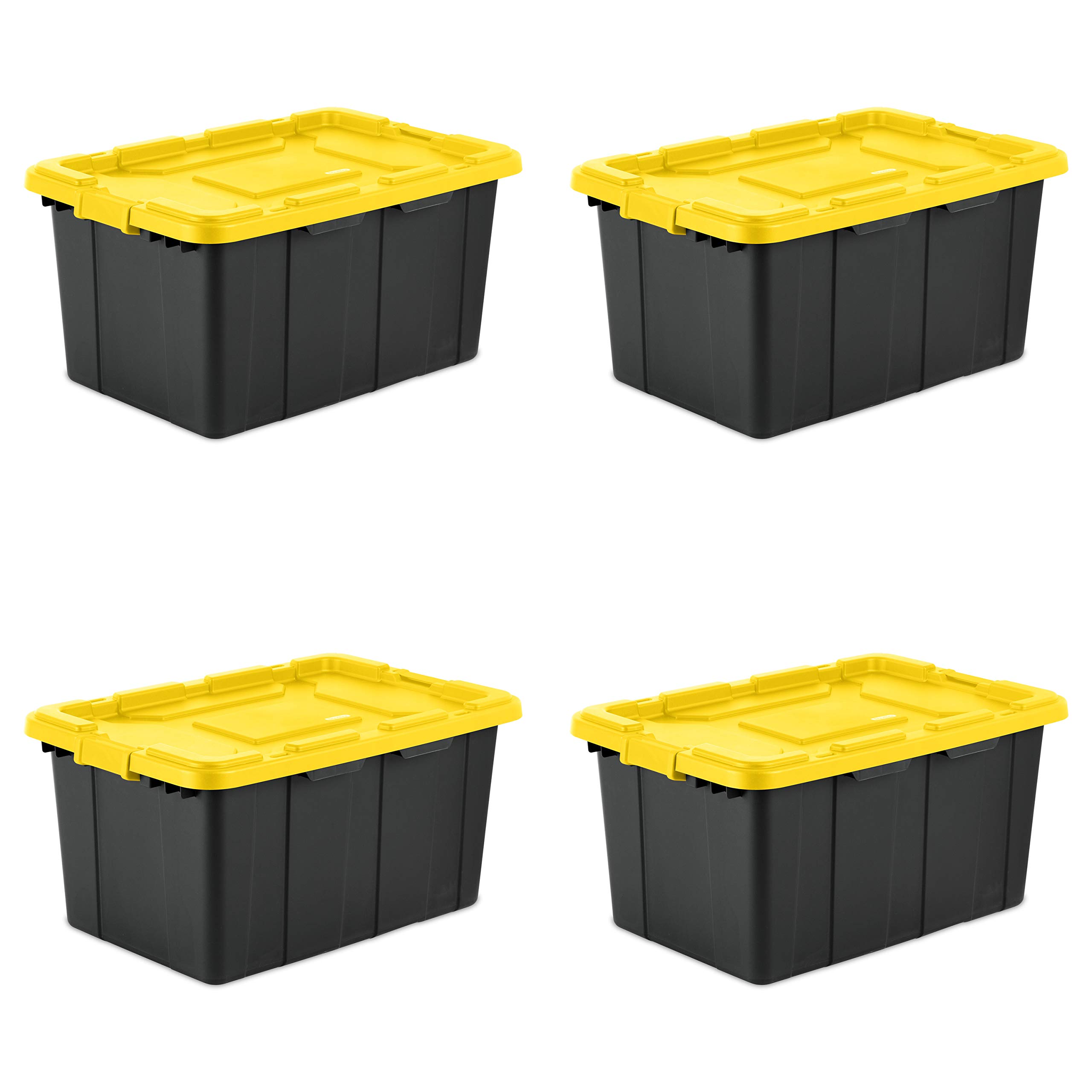 sterilite-27-gallon-industrial-tote-with-drip-resistant-lid-4-pack-yellow-lily-l image 1