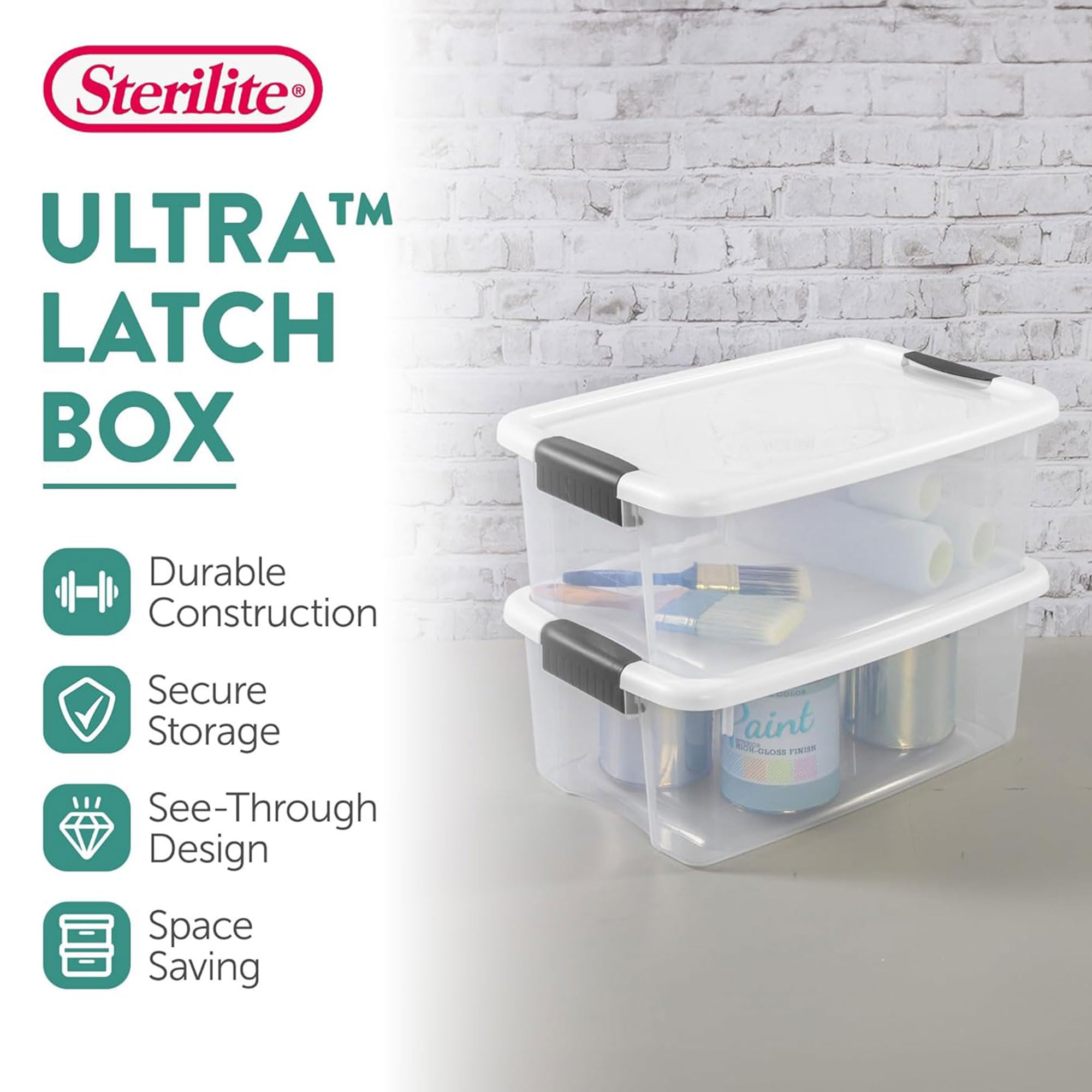 sterilite-12-pack-ultra-latching-box-clear-plastic-storage-bins-with-lids-18-qua image 2
